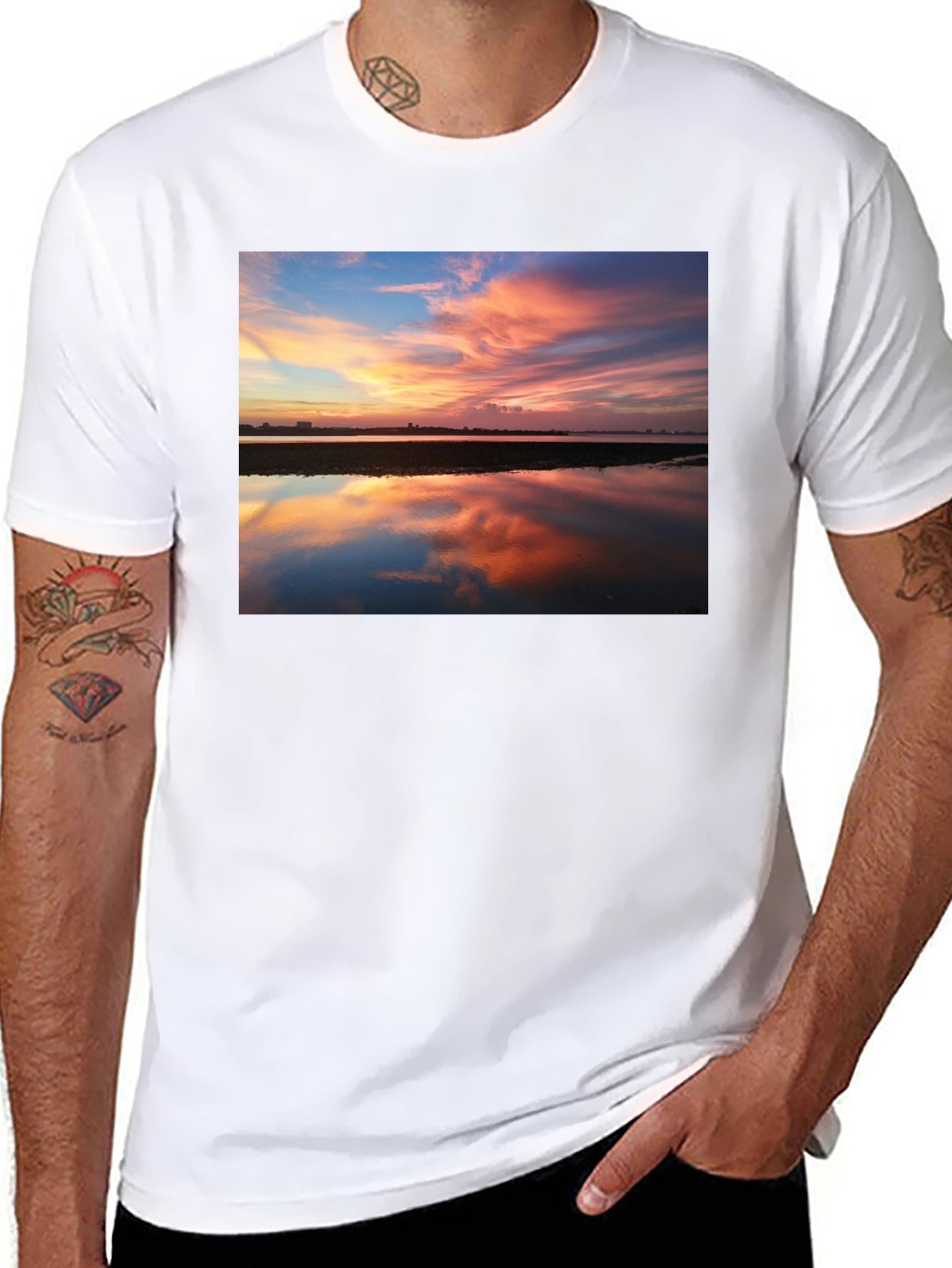 Sunset Reflection Graphic Tee - Black