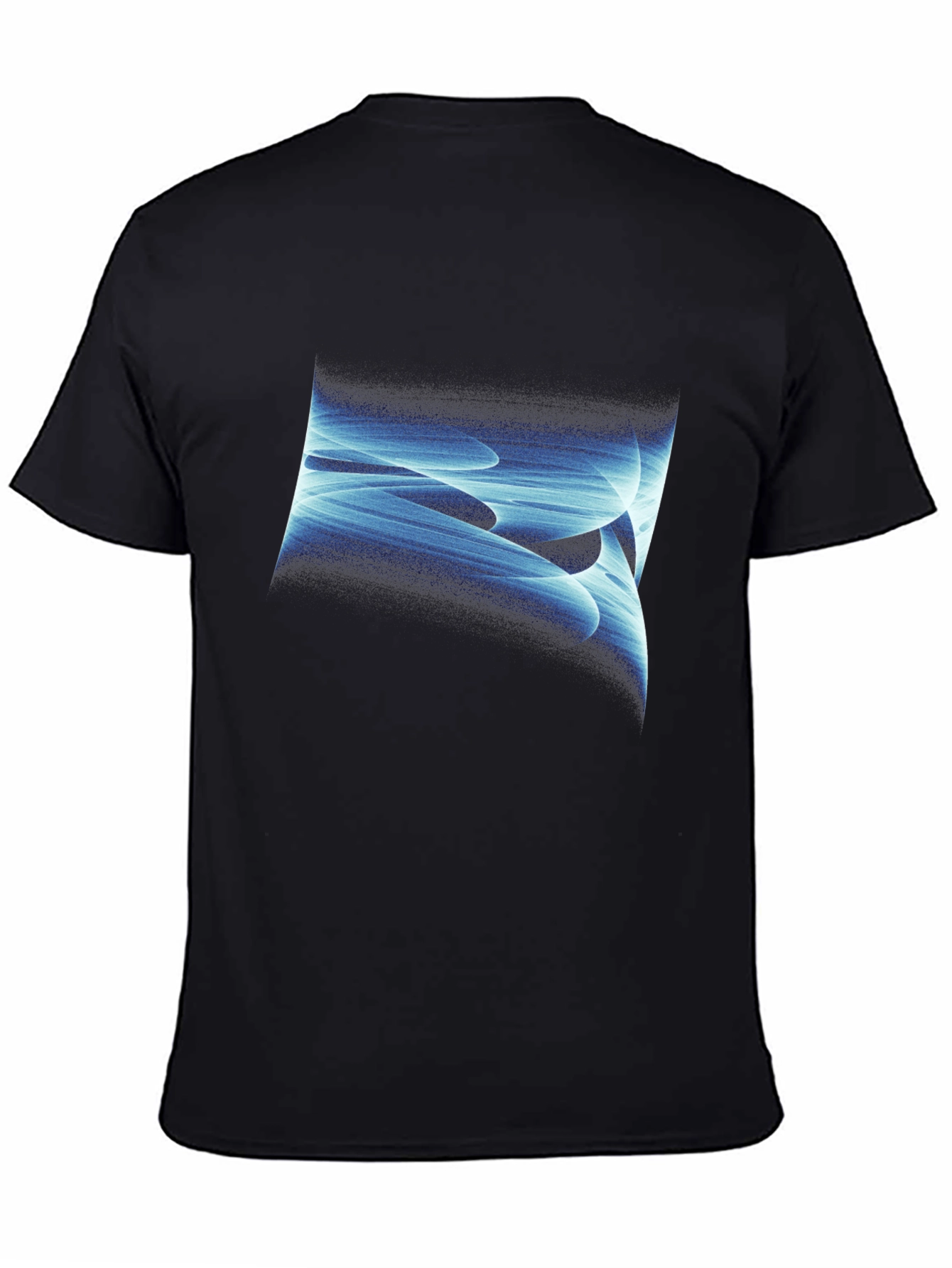 Abstract Blue Swirl Graphic Black T-Shirt