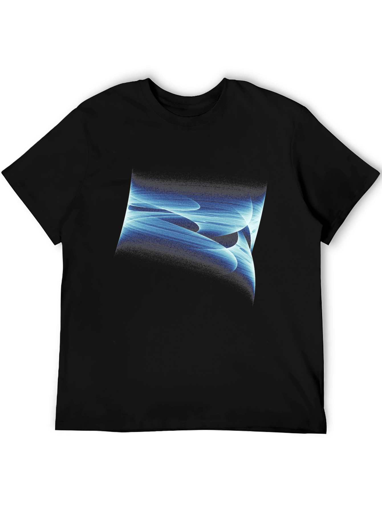Abstract Blue Swirl Graphic Black T-Shirt