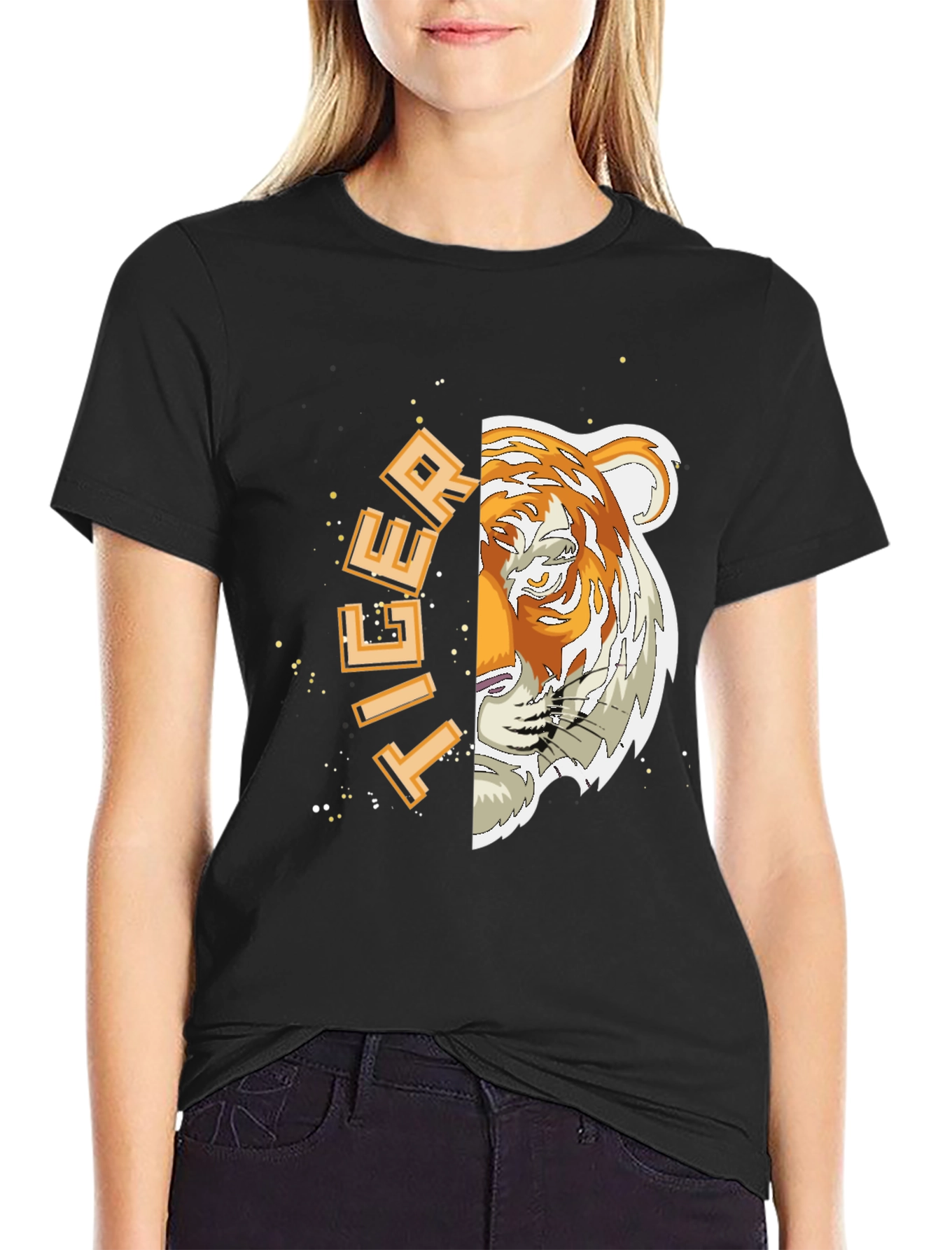 Tiger Graphic Print Black T-Shirt