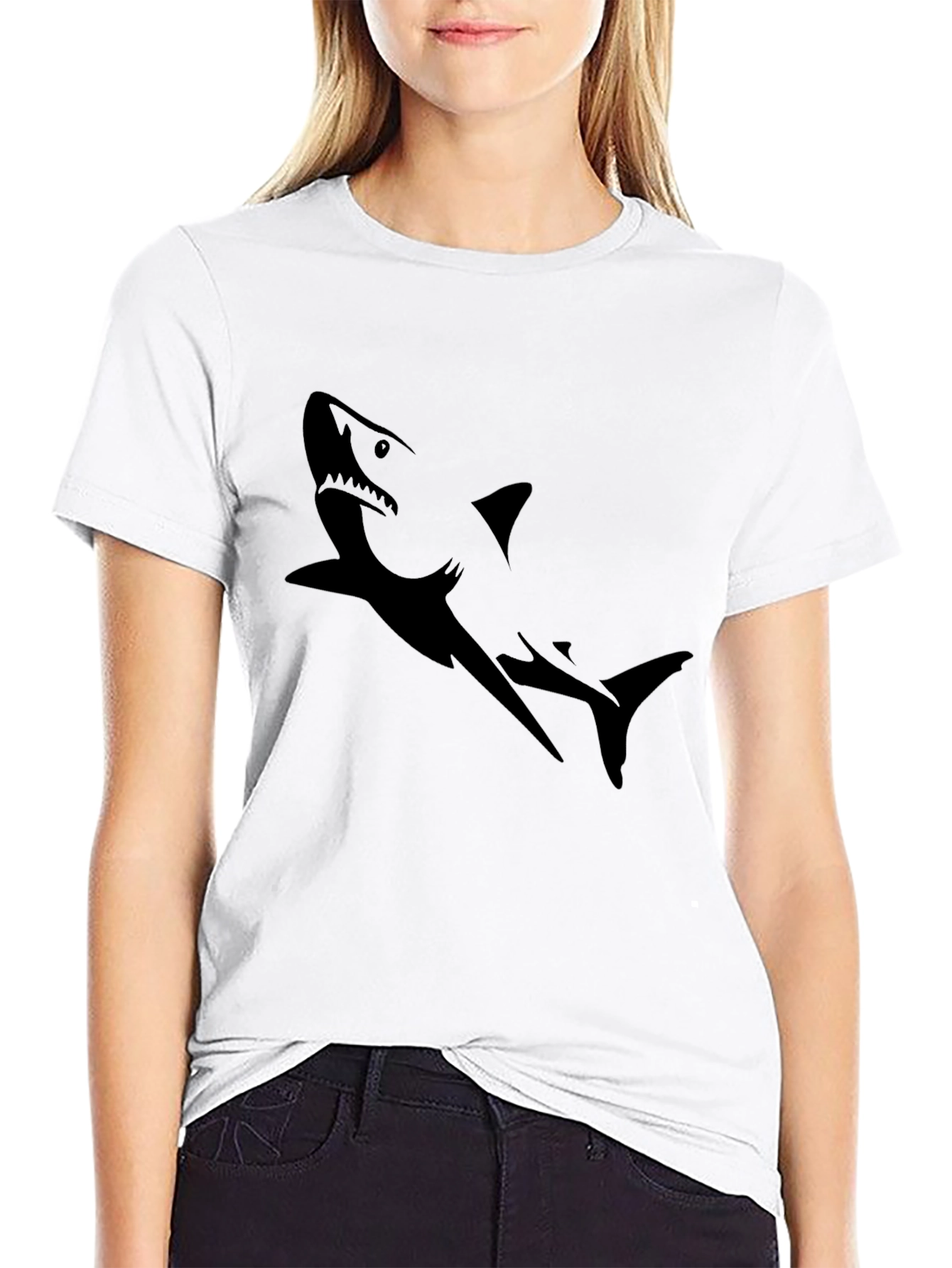 Mens Black Shark Graphic Tee