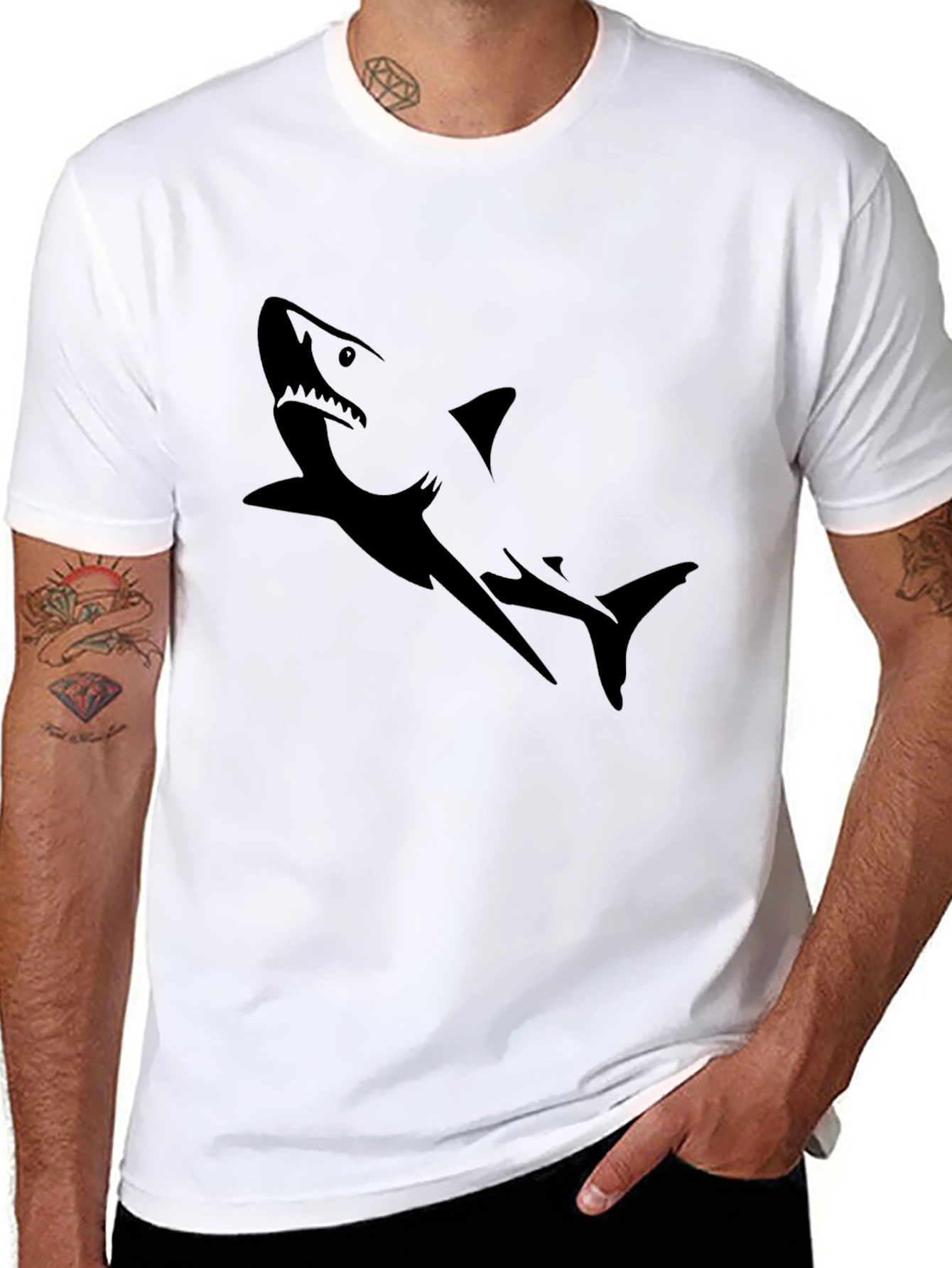 Mens Black Shark Graphic Tee