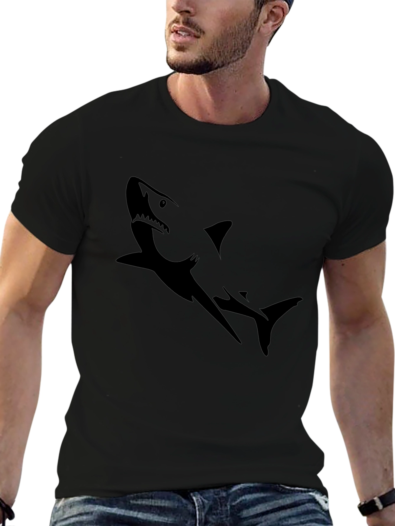 Mens Black Shark Graphic Tee