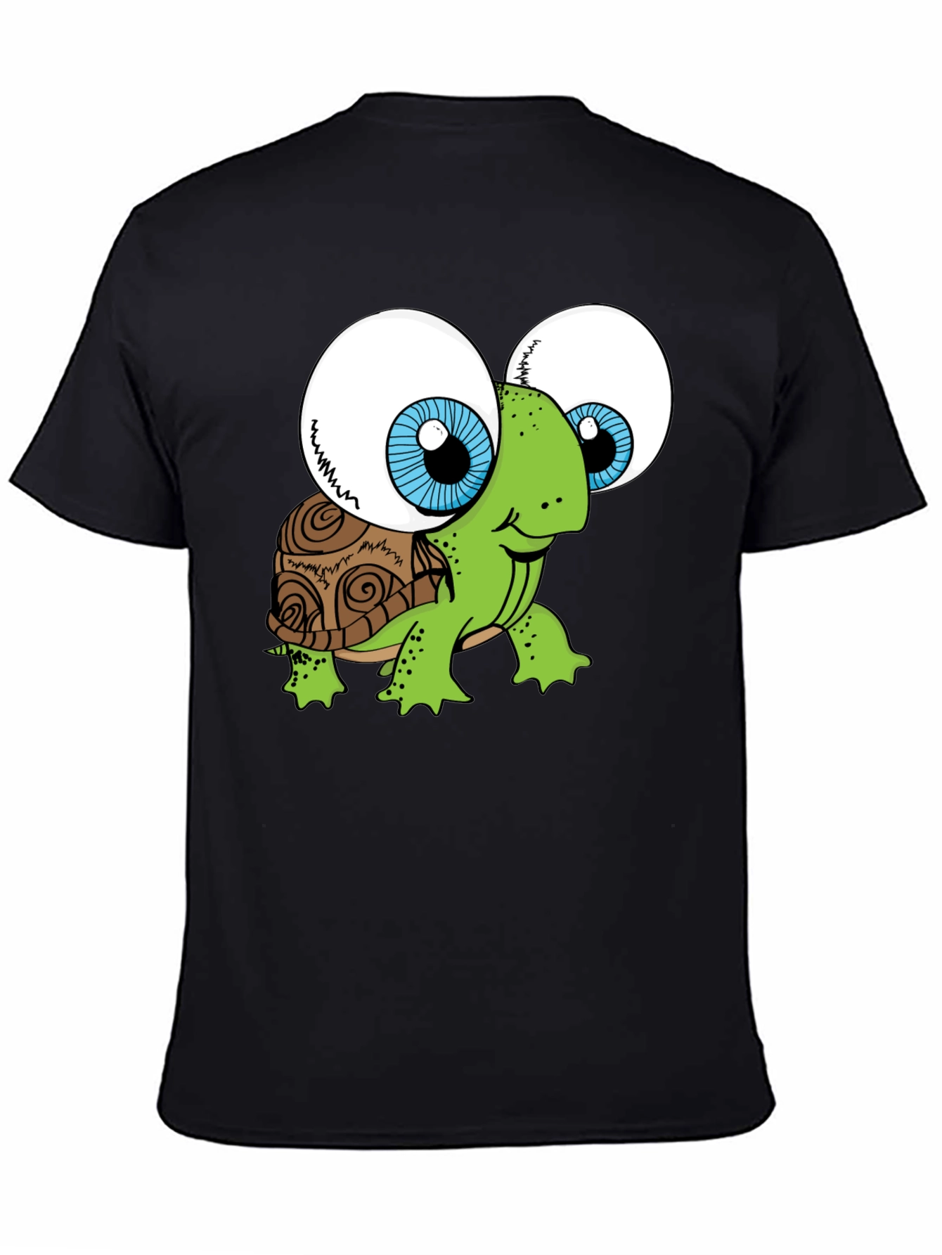 Funny Turtle Googly Eyes Black T-Shirt