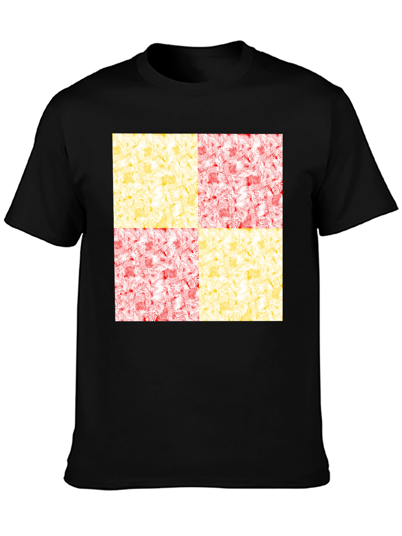 Modern Checkerboard Graphic Print Crew Neck T-Shirt