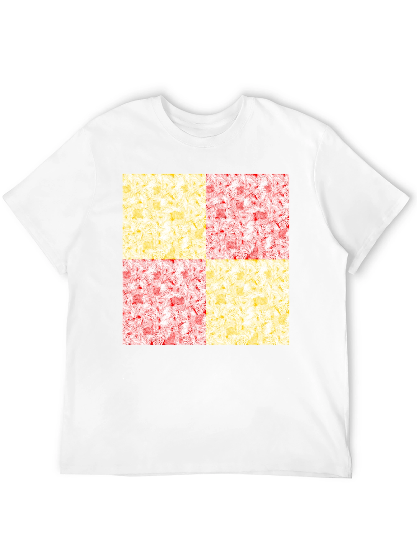 Modern Checkerboard Graphic Print Crew Neck T-Shirt