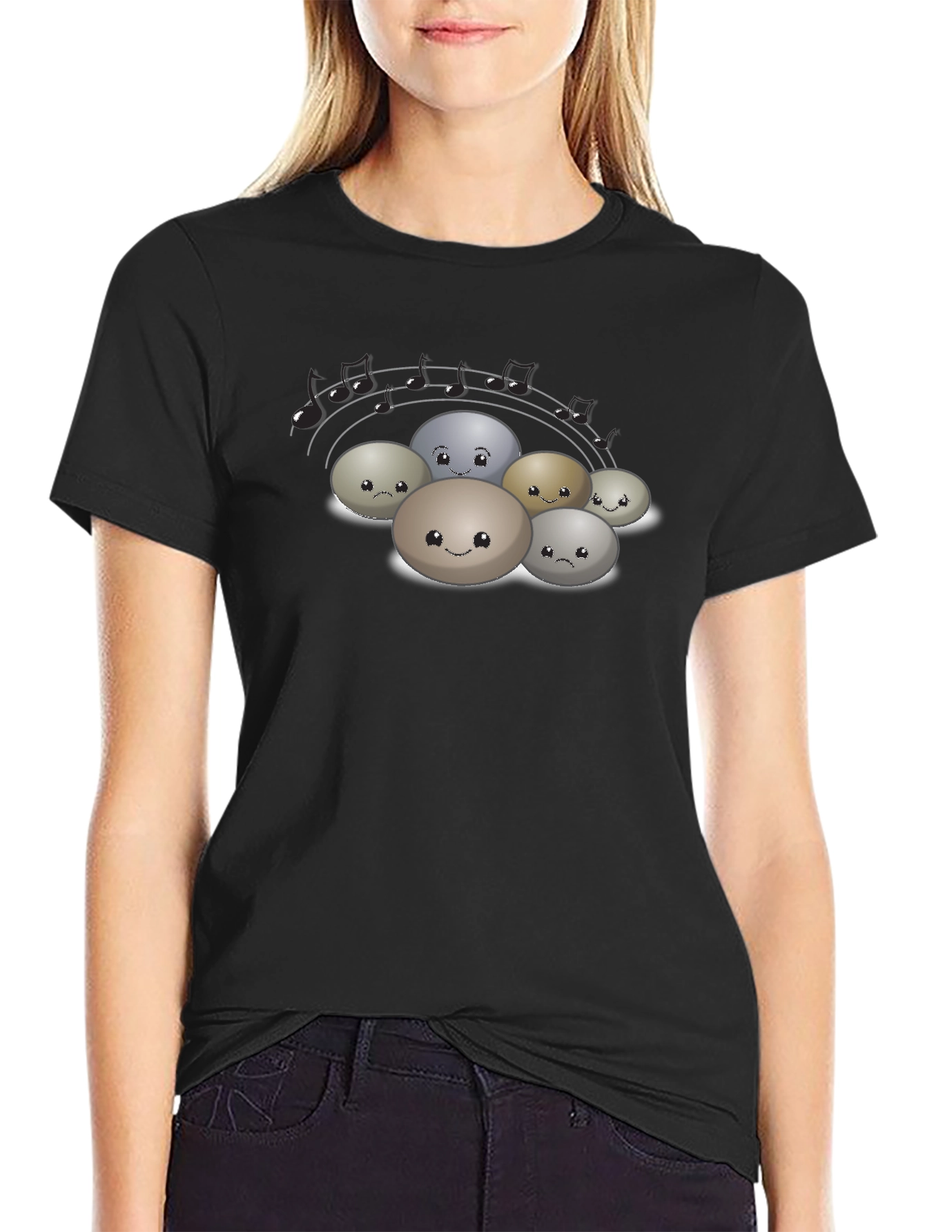 Musical Rocks Black T-Shirt - Cute Stone Band Tee