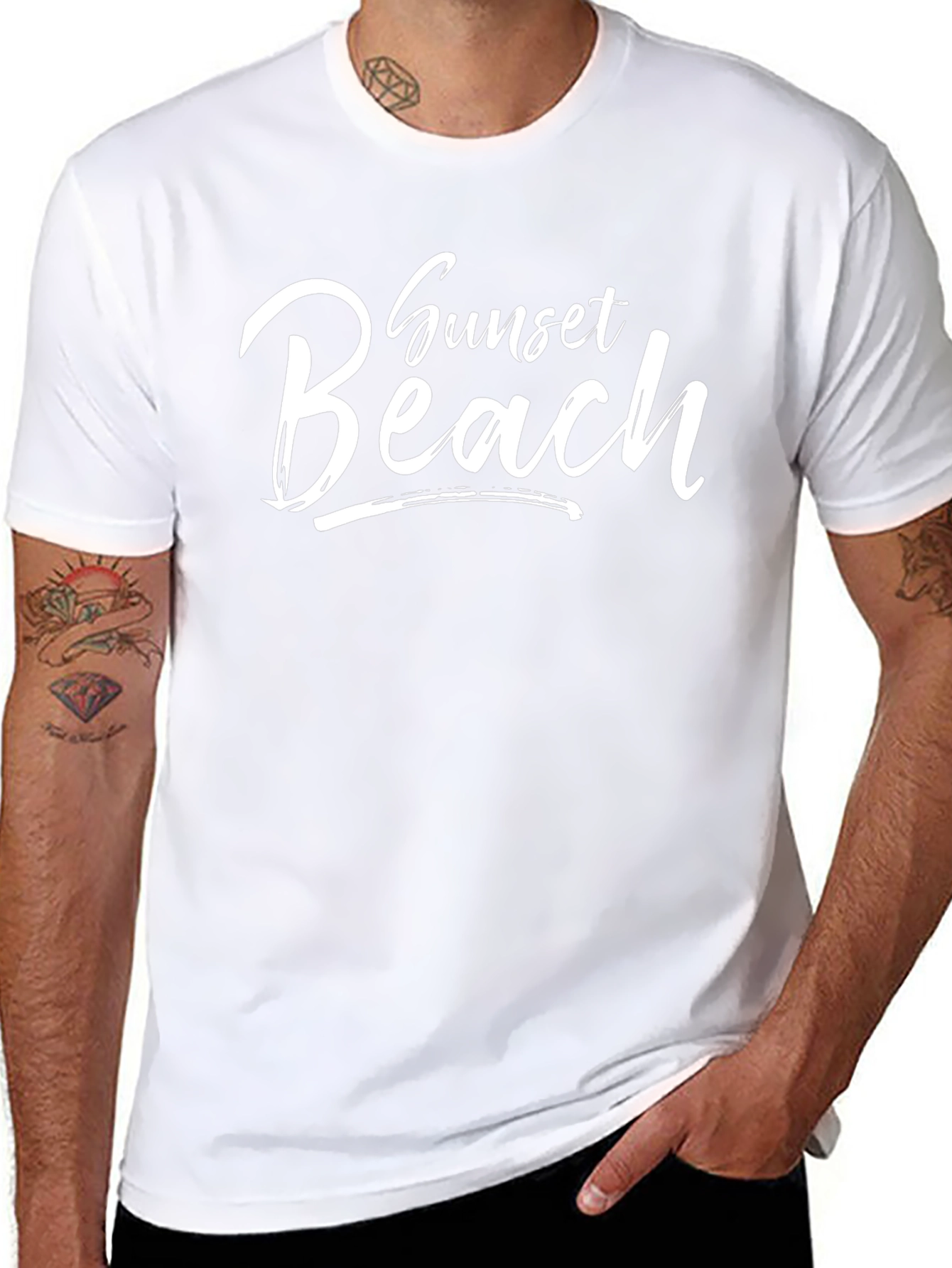 Sunset Beach Graphic Tee - Casual Black T-Shirt