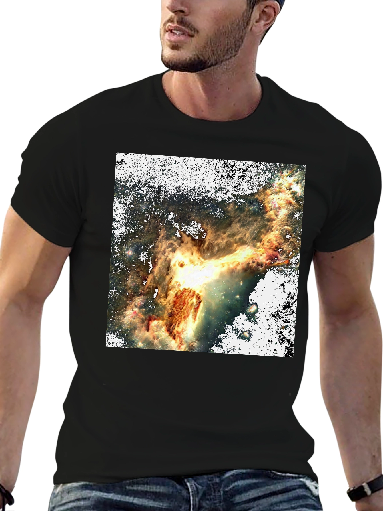 Nebula Print Black T-Shirt