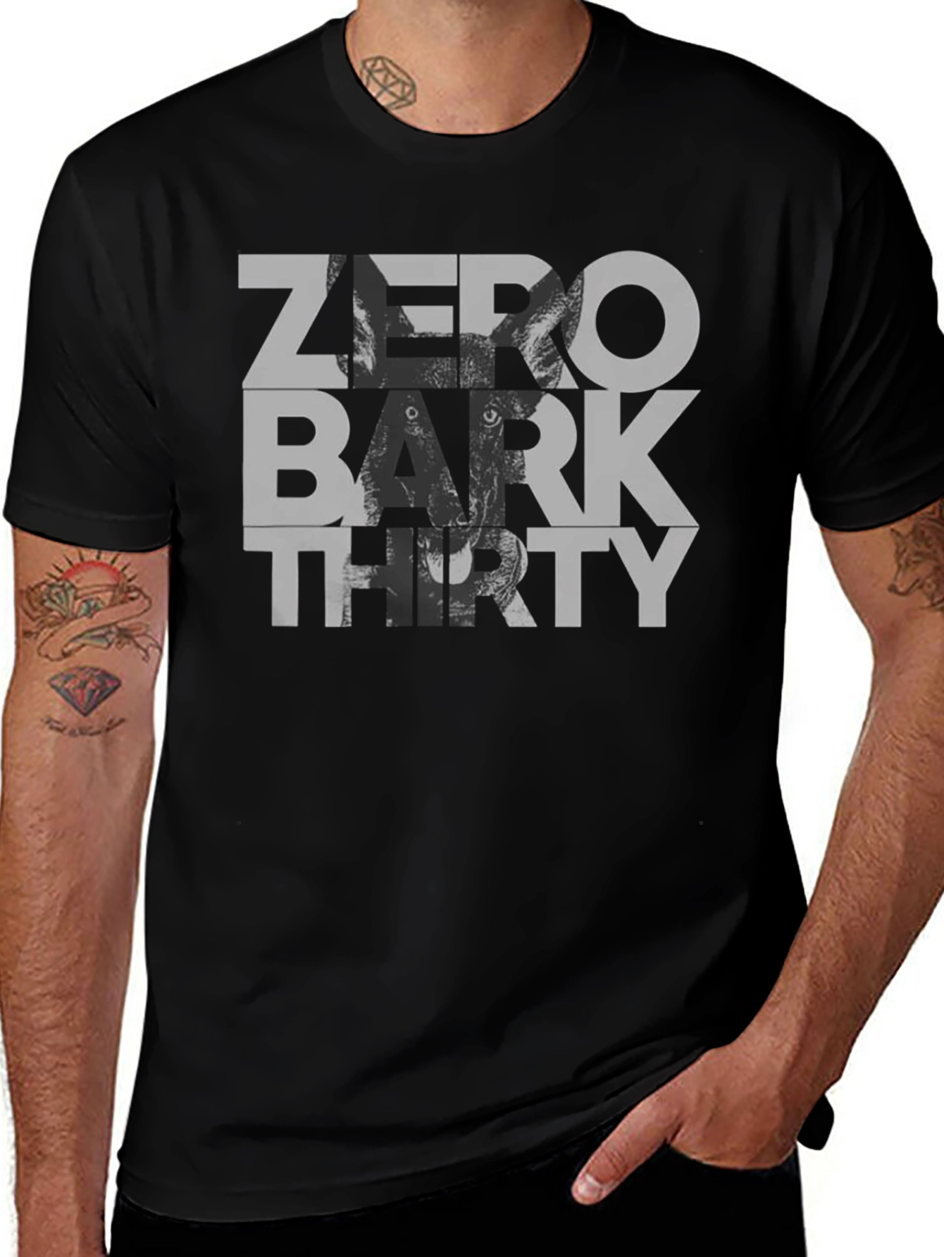 Zero Bark Thirty T-Shirt – Funny Military Dog Lover Tee