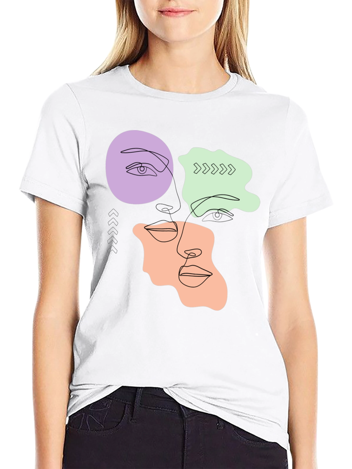 Abstract Face Line Art T-Shirt - Modern Graphic Tee