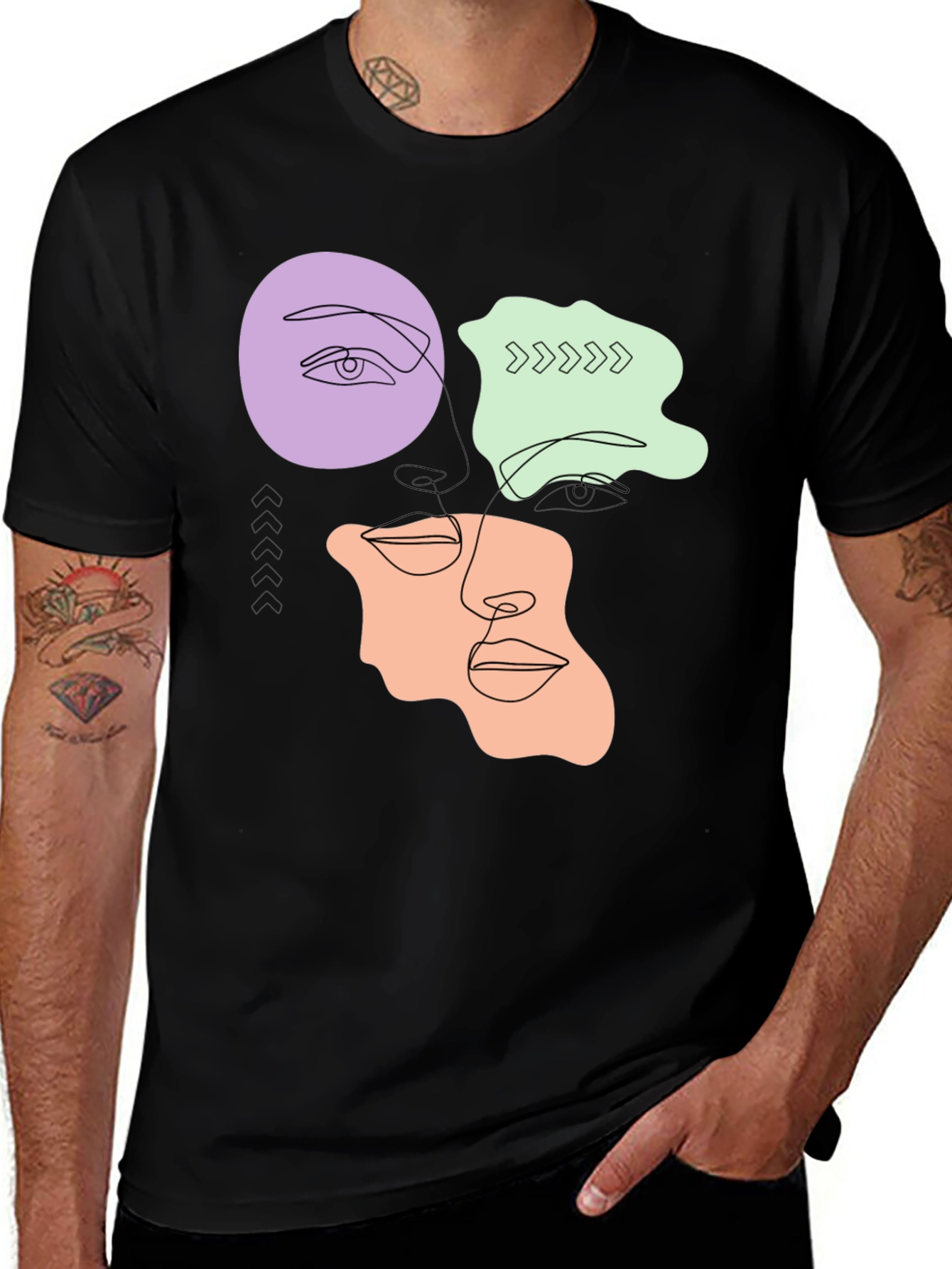 Abstract Face Line Art T-Shirt - Modern Graphic Tee