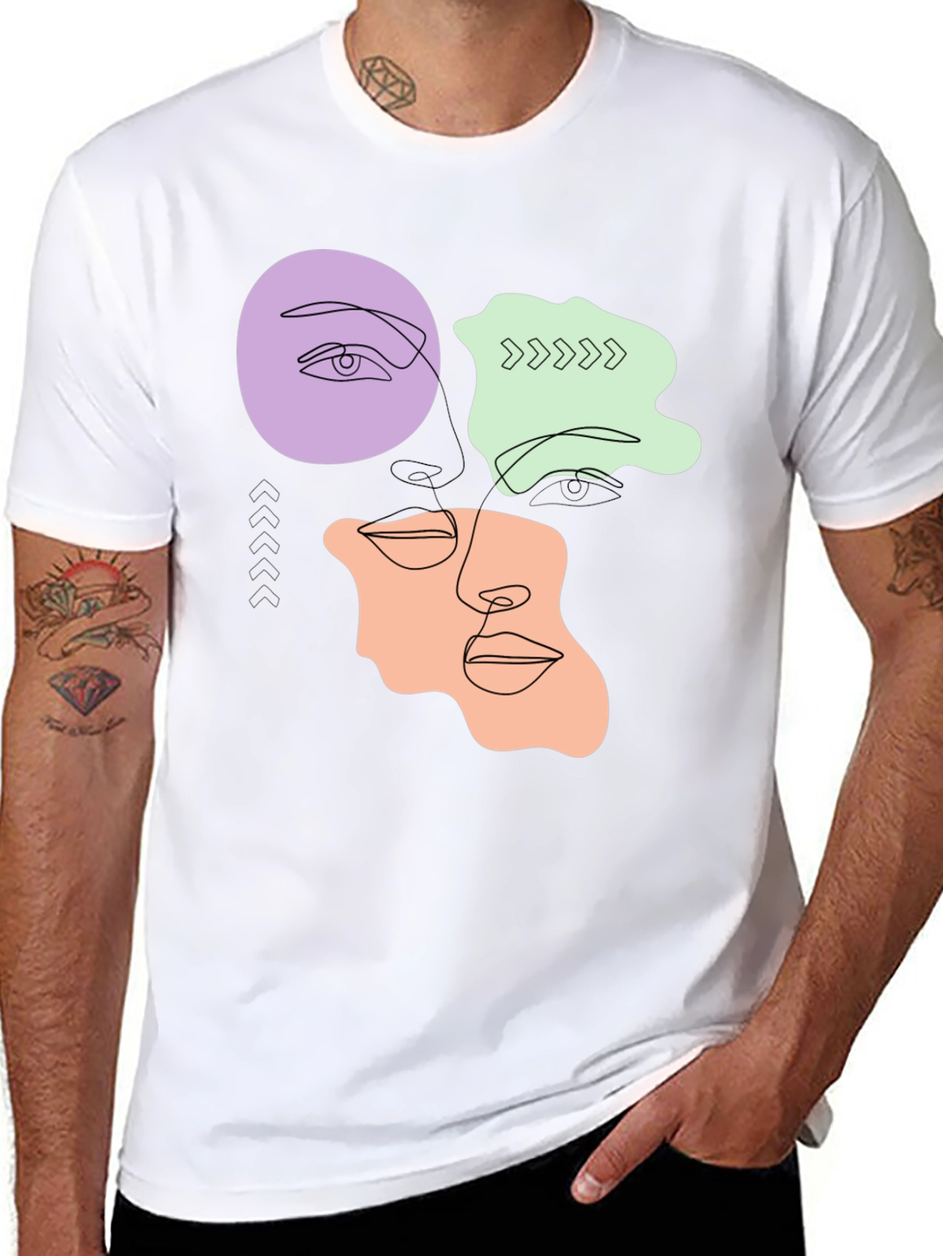 Abstract Face Line Art T-Shirt - Modern Graphic Tee