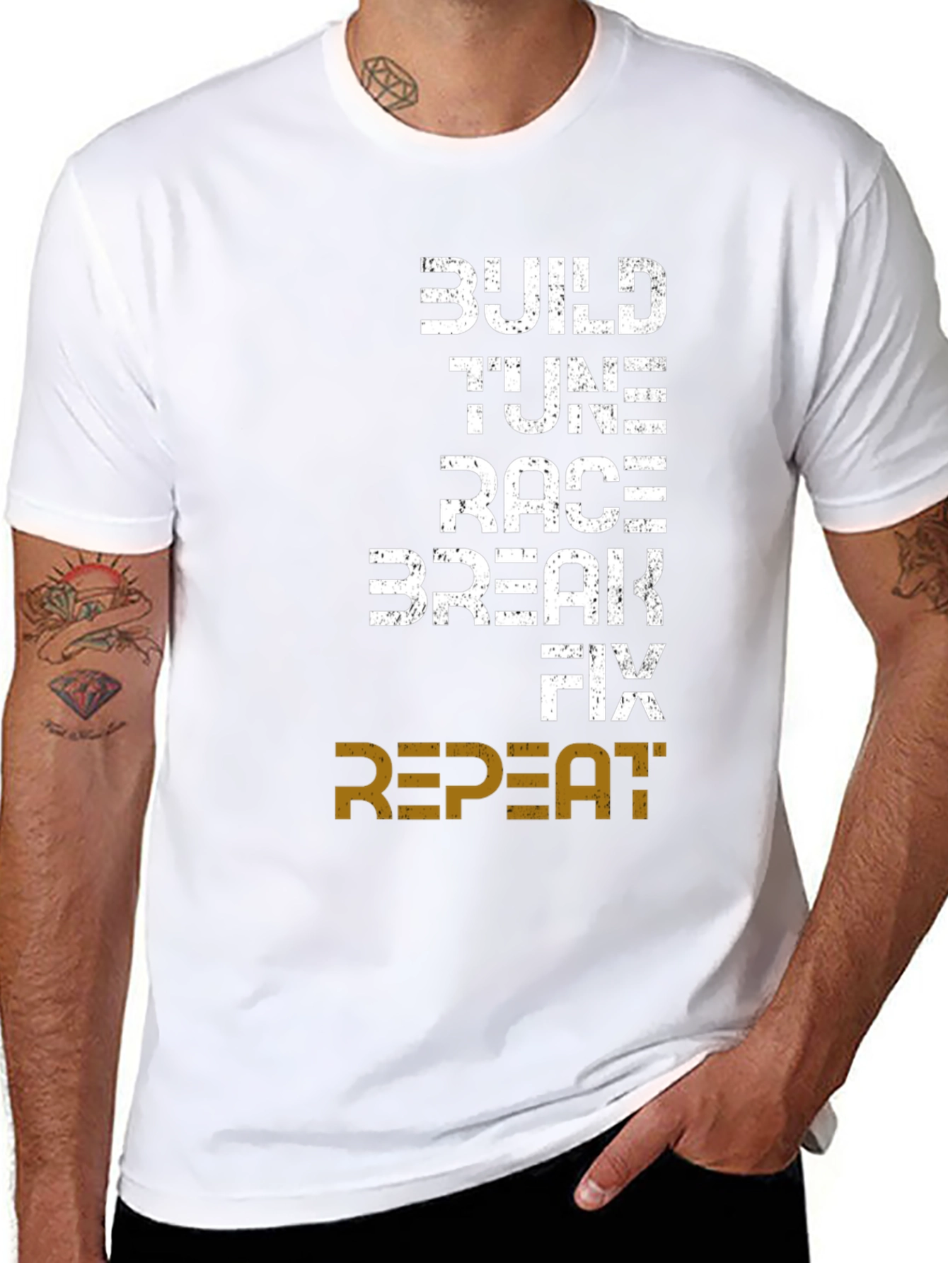 Build Tune Race Repeat Mens Graphic Tee