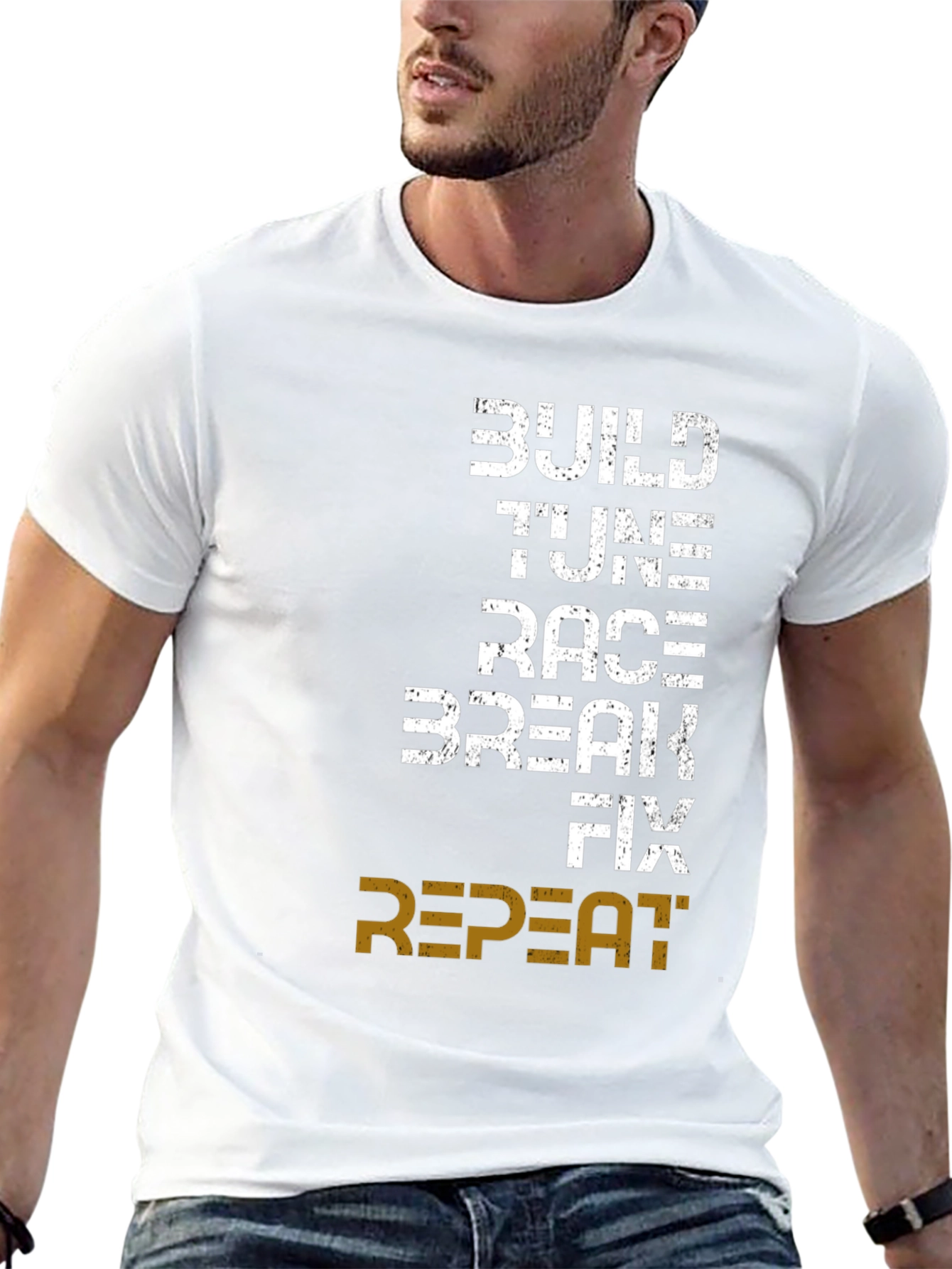 Build Tune Race Repeat Mens Graphic Tee