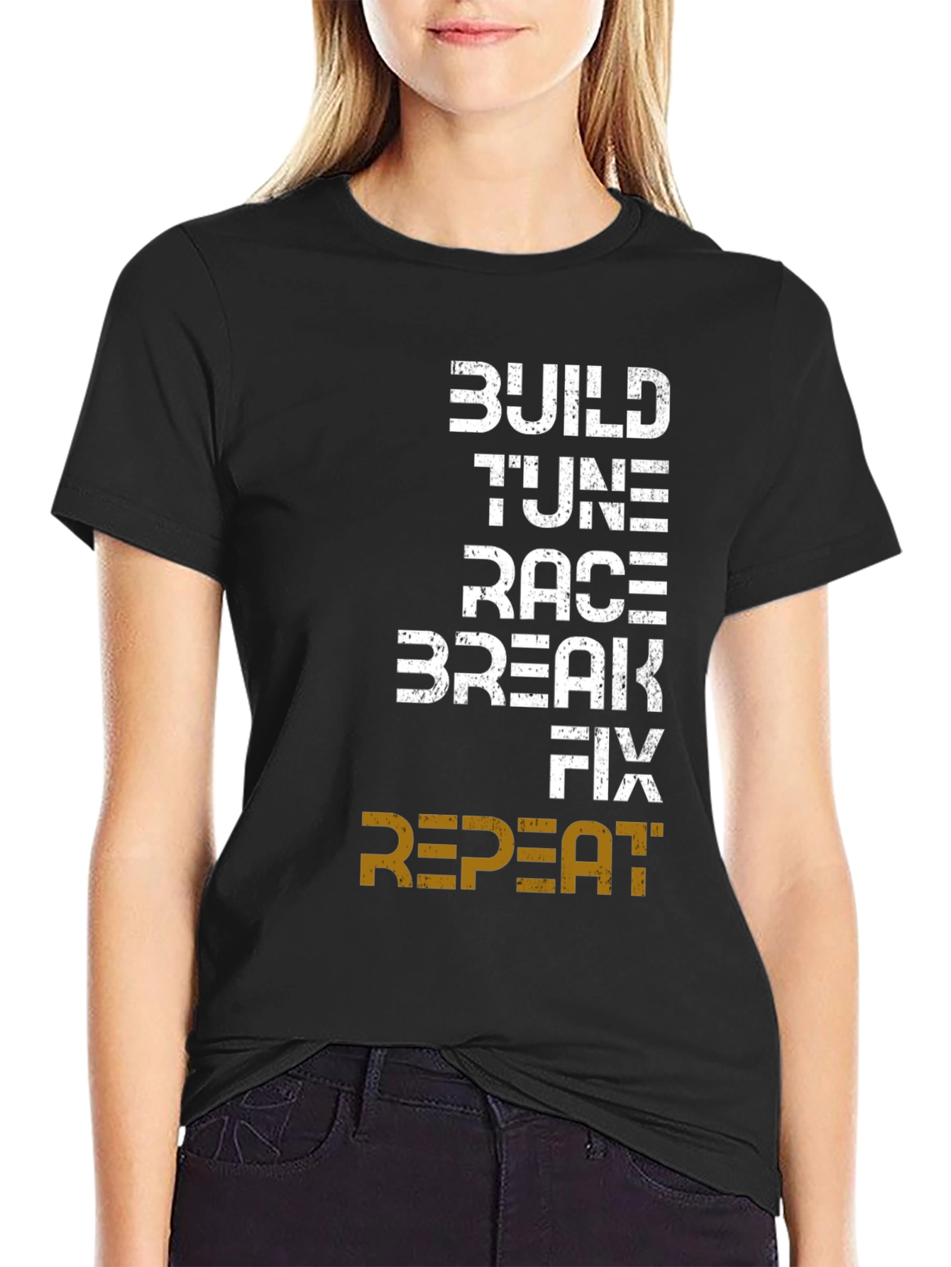 Build Tune Race Repeat Mens Graphic Tee