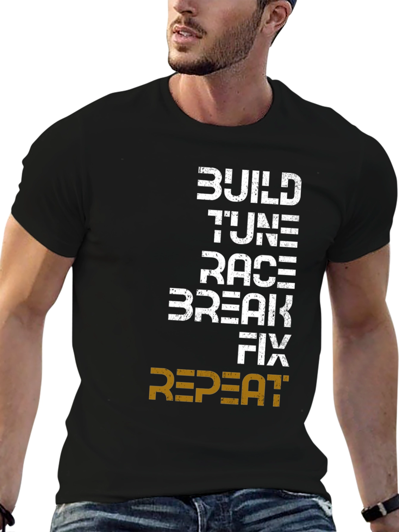 Build Tune Race Repeat Mens Graphic Tee