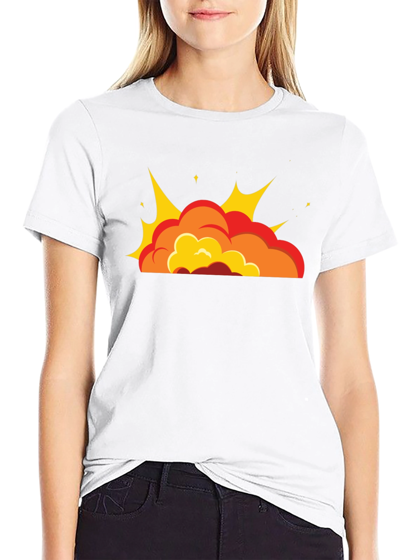 Cartoon Explosion Black T-Shirt