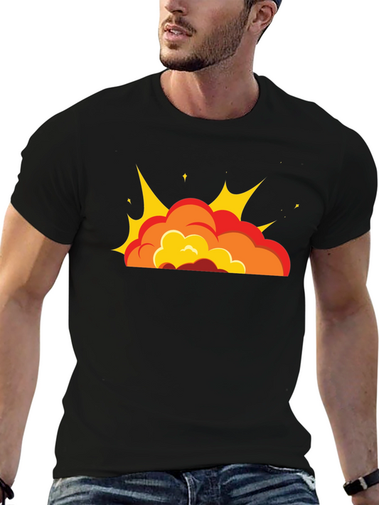 Cartoon Explosion Black T-Shirt