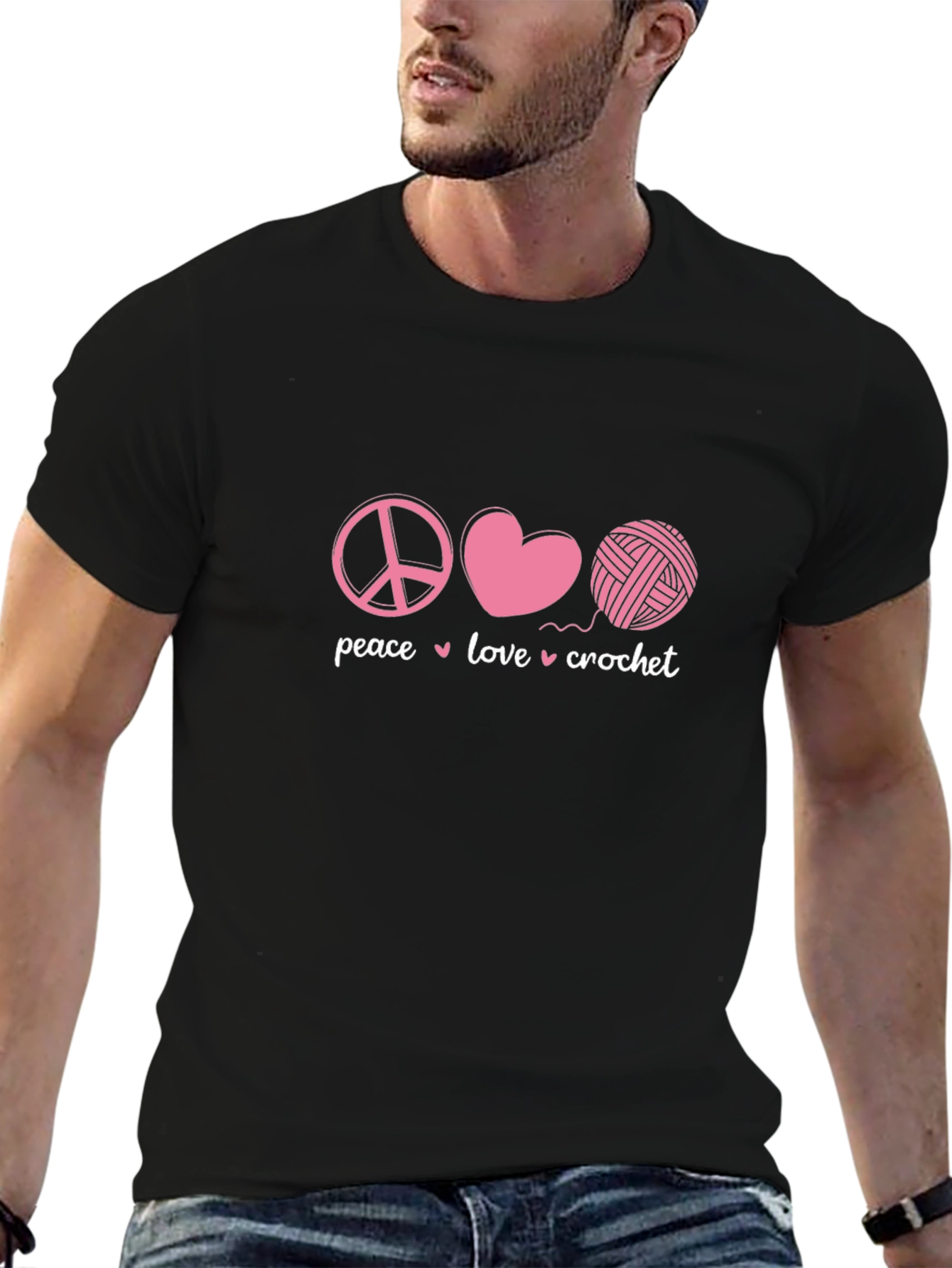 Peace Love Crochet Graphic T-Shirt