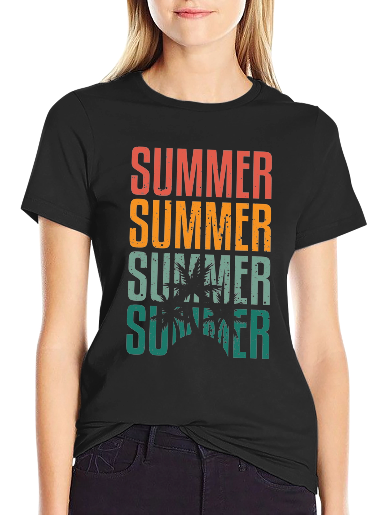 Summer Palm Graphic Tee - Retro Vacation Style