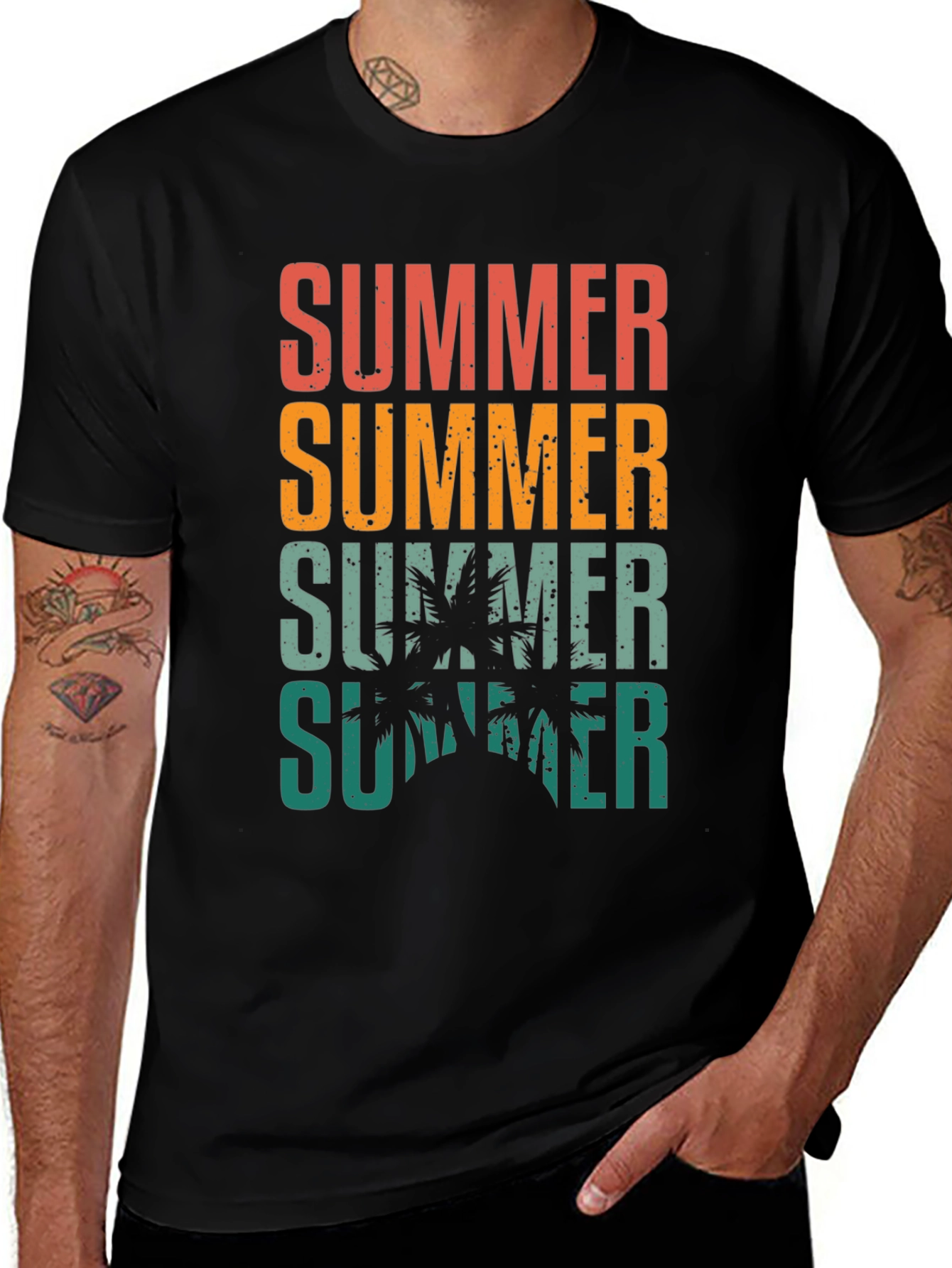 Summer Palm Graphic Tee - Retro Vacation Style