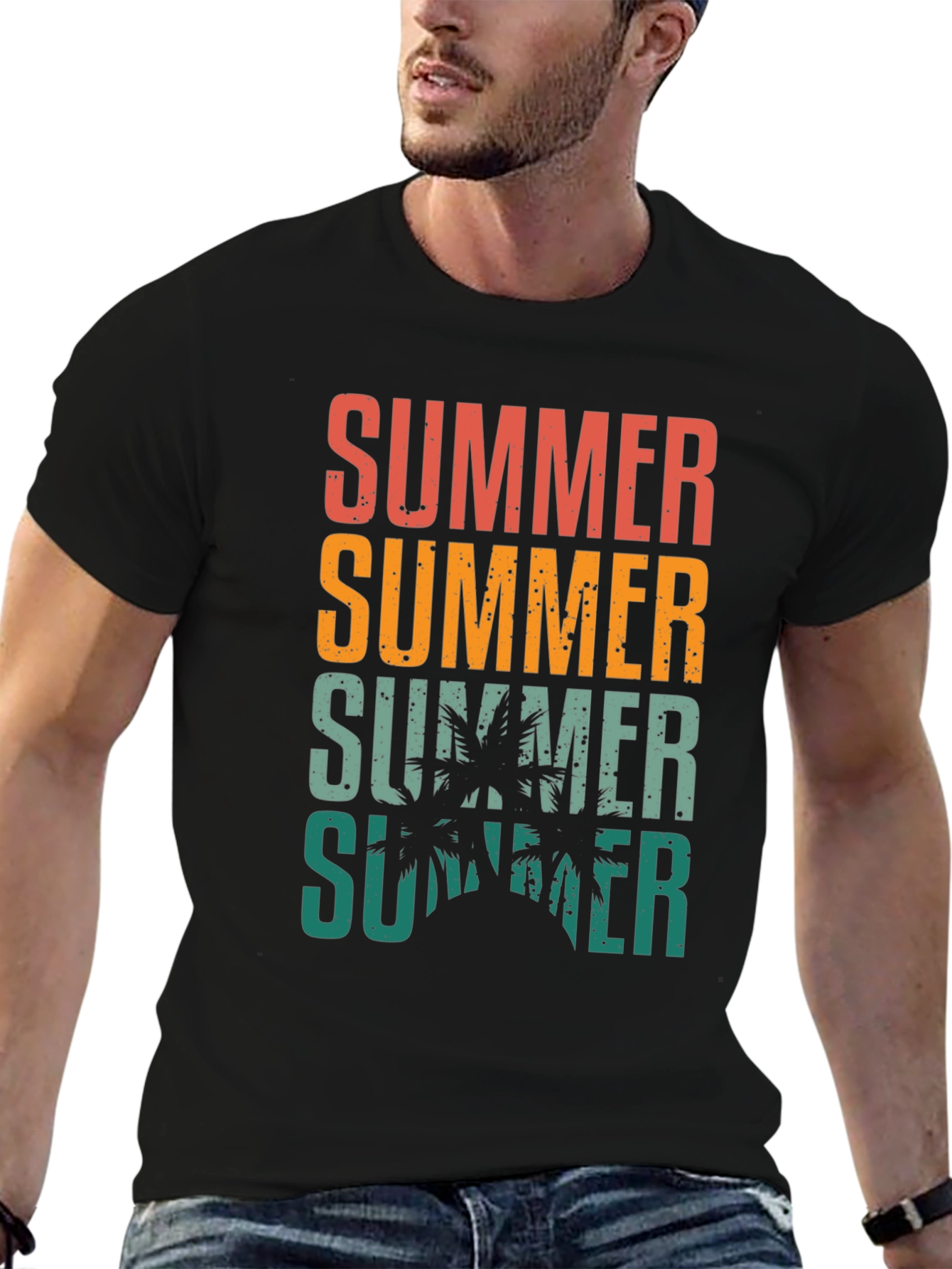 Summer Palm Graphic Tee - Retro Vacation Style
