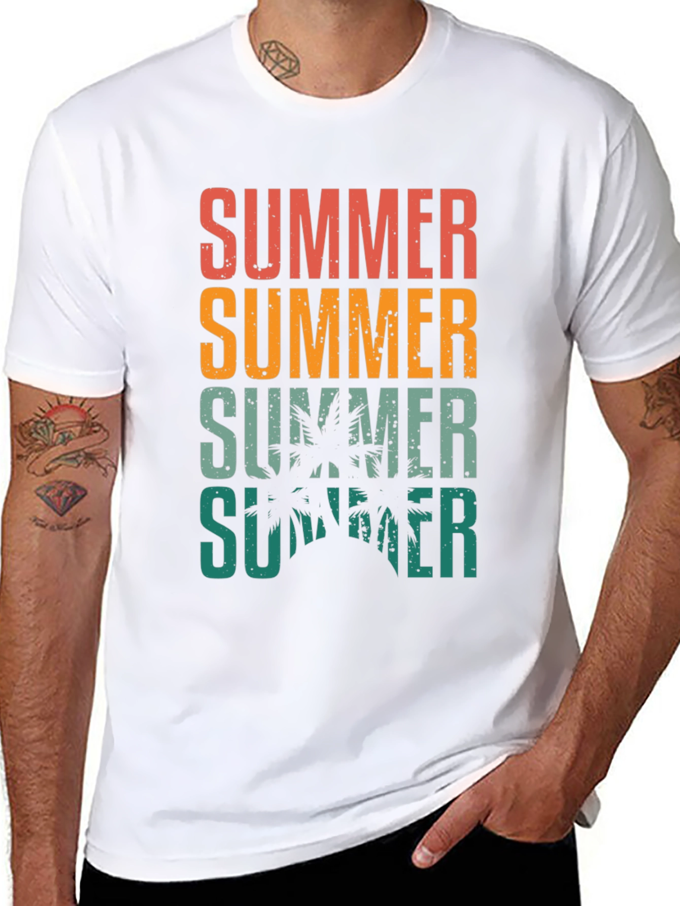 Summer Palm Graphic Tee - Retro Vacation Style