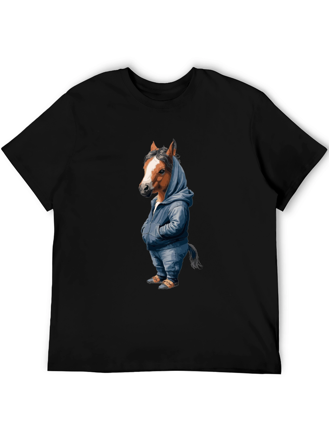 Horse in Hoodie Graphic T-Shirt