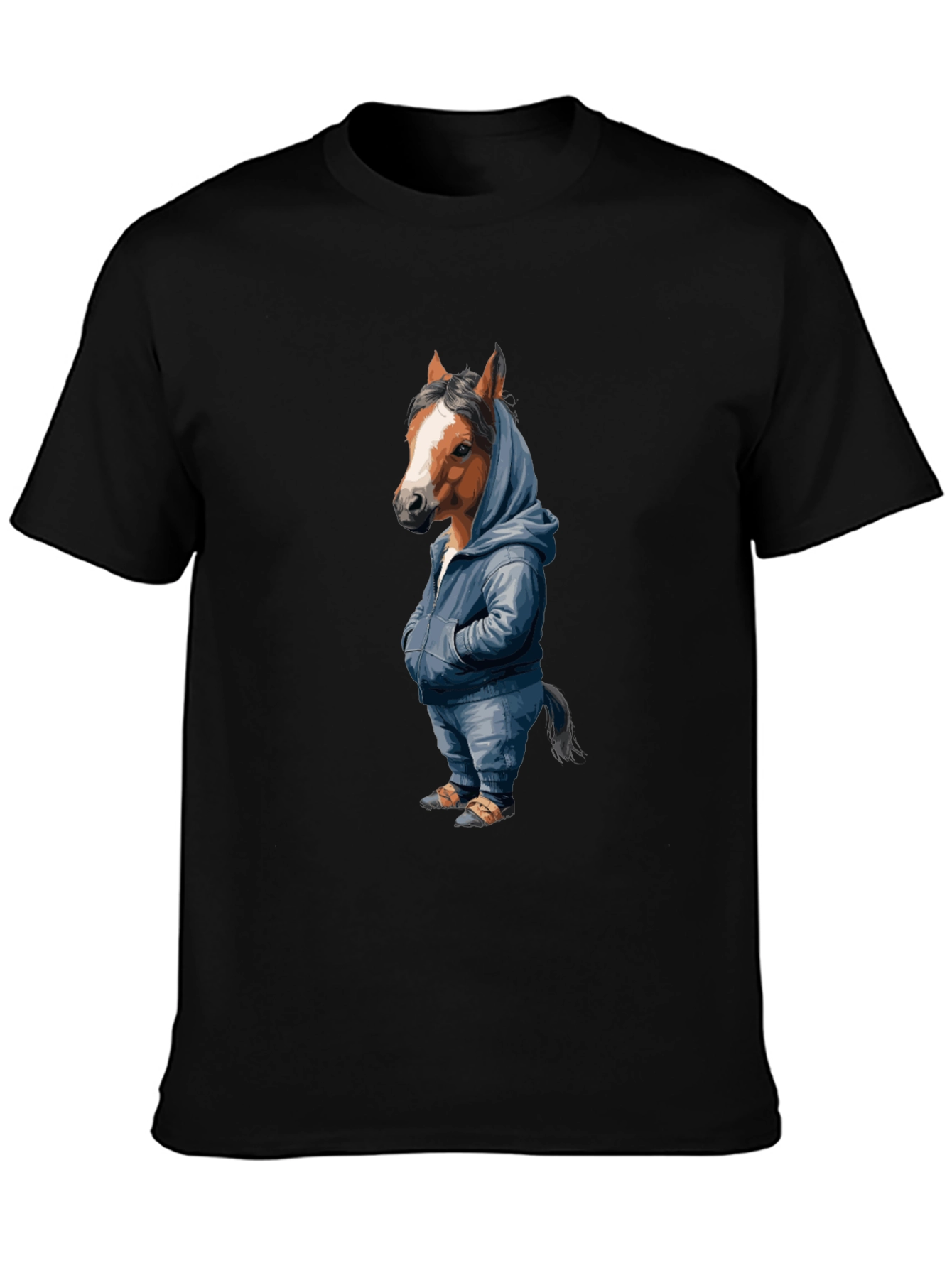 Horse in Hoodie Graphic T-Shirt