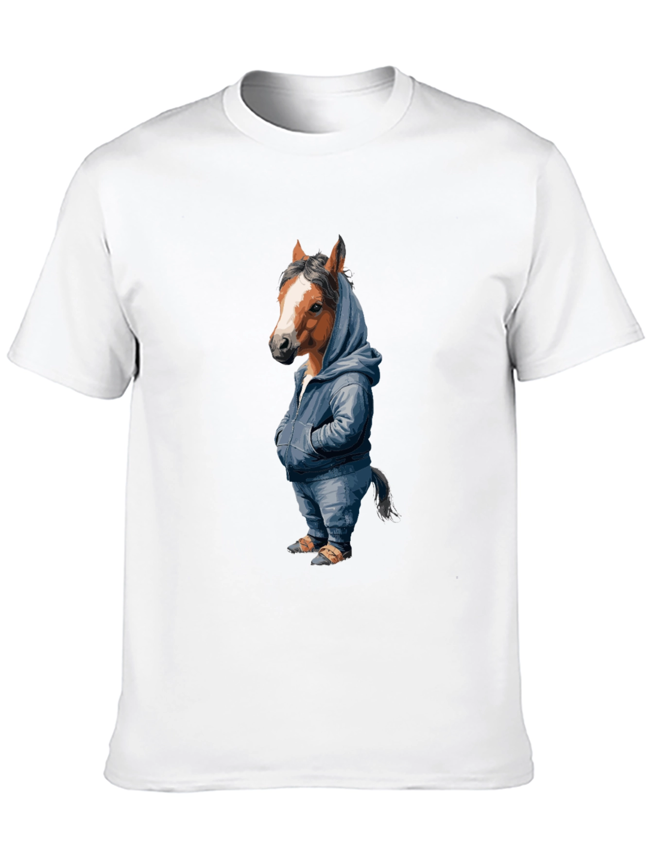 Horse in Hoodie Graphic T-Shirt