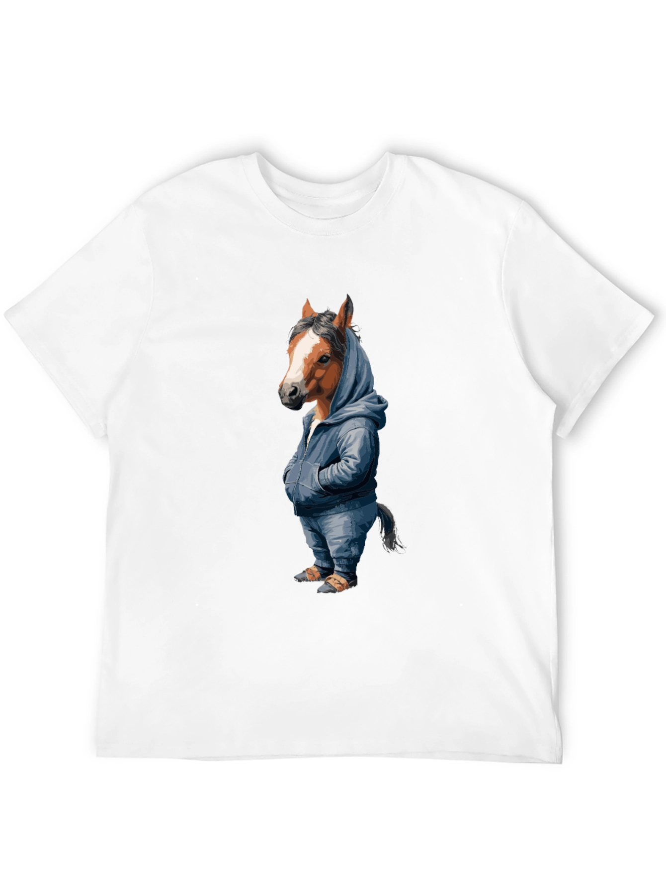 Horse in Hoodie Graphic T-Shirt