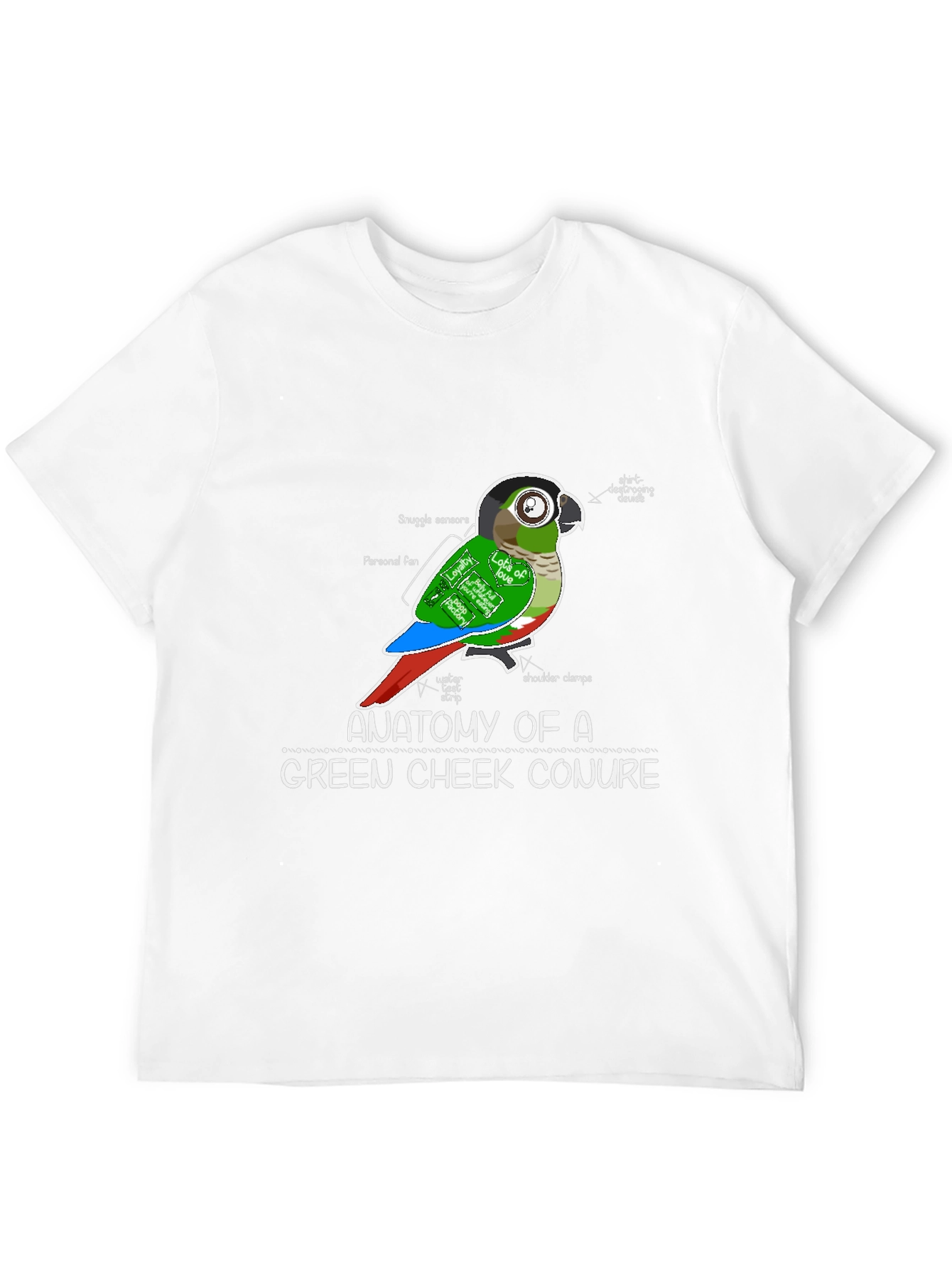 Anatomy of a Green Cheek Conure T-Shirt