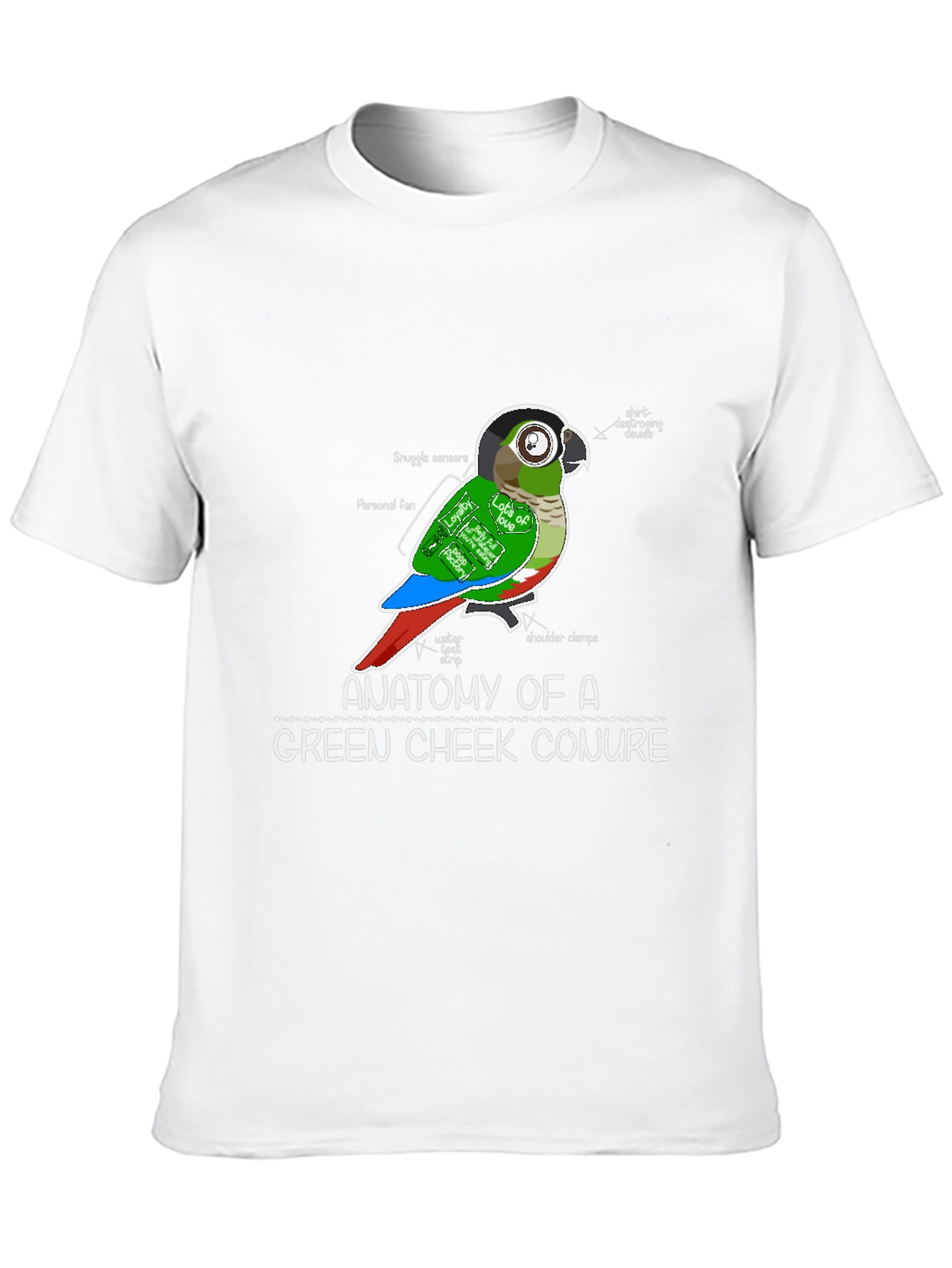 Anatomy of a Green Cheek Conure T-Shirt