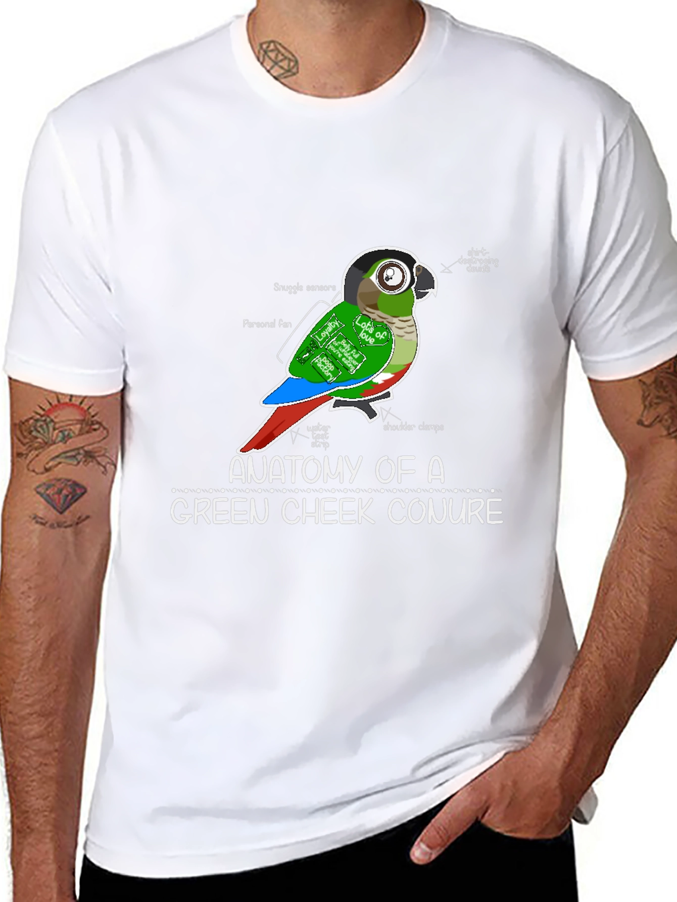 Anatomy of a Green Cheek Conure T-Shirt