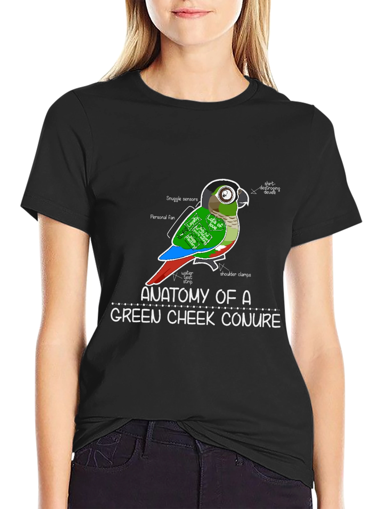 Anatomy of a Green Cheek Conure T-Shirt