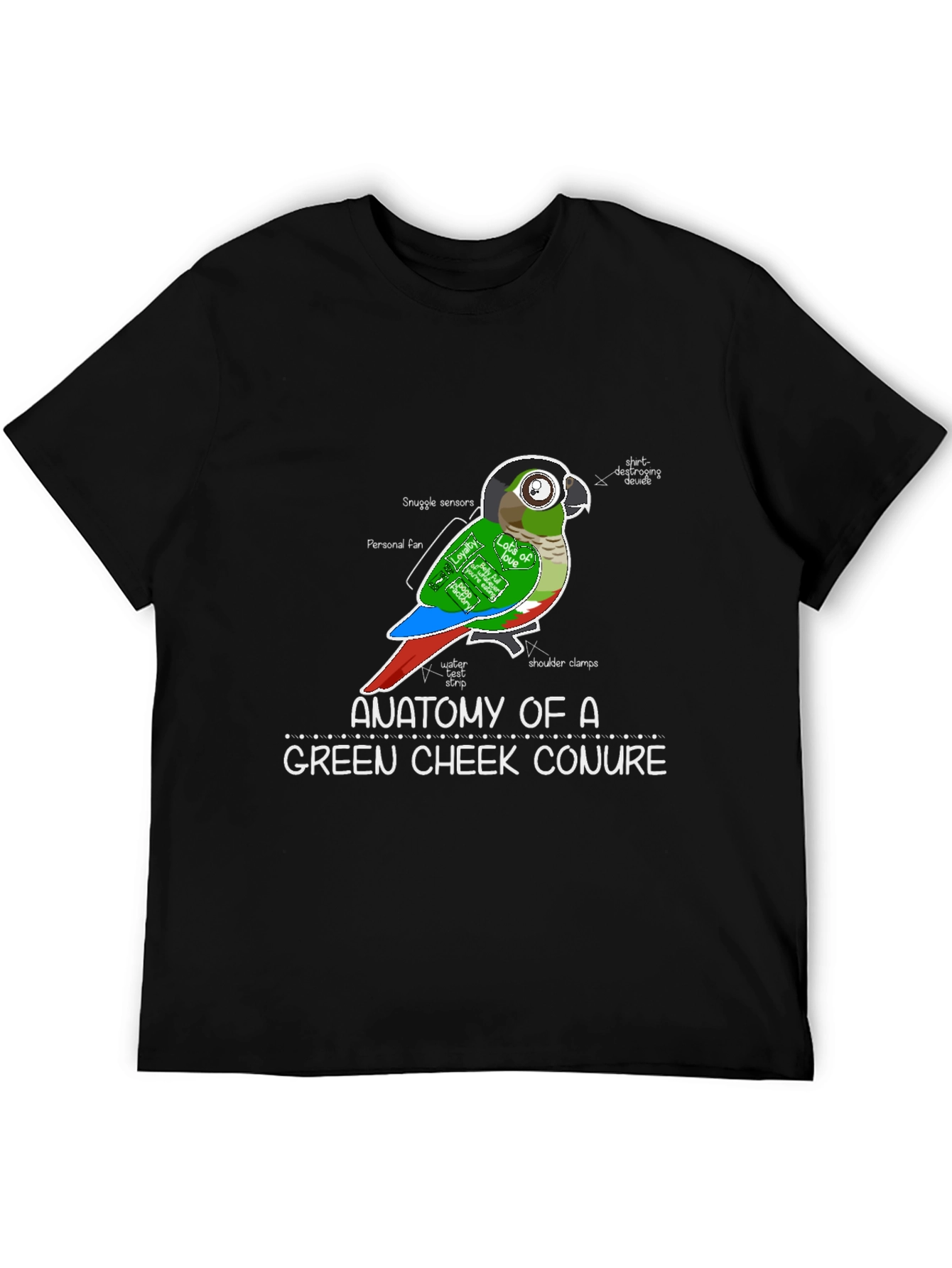 Anatomy of a Green Cheek Conure T-Shirt