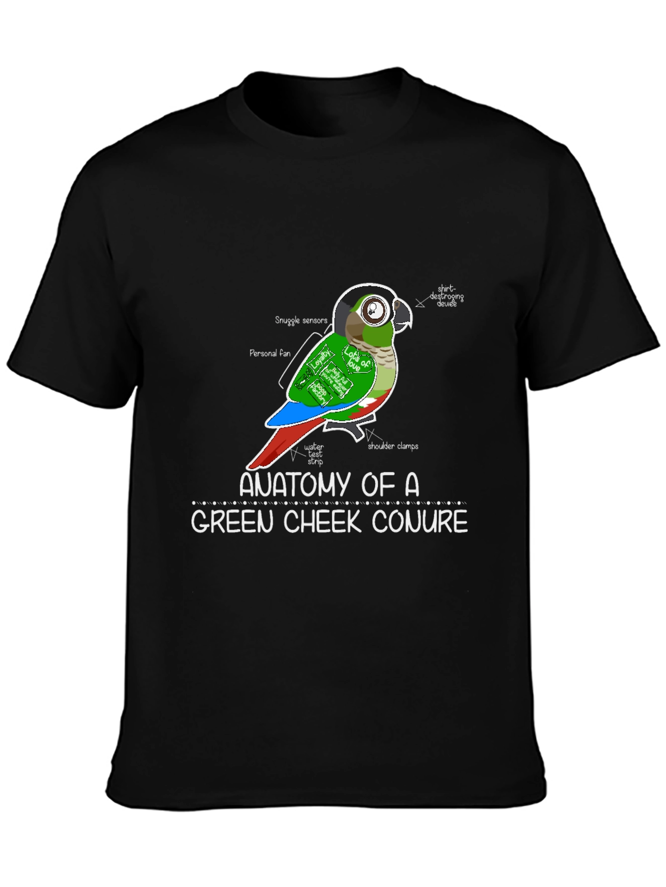 Anatomy of a Green Cheek Conure T-Shirt