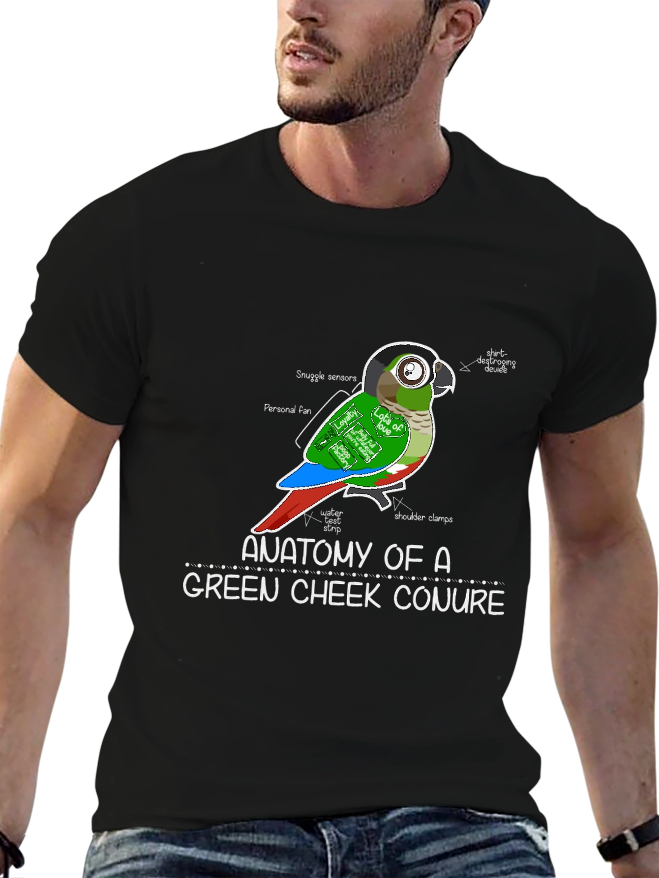 Anatomy of a Green Cheek Conure T-Shirt