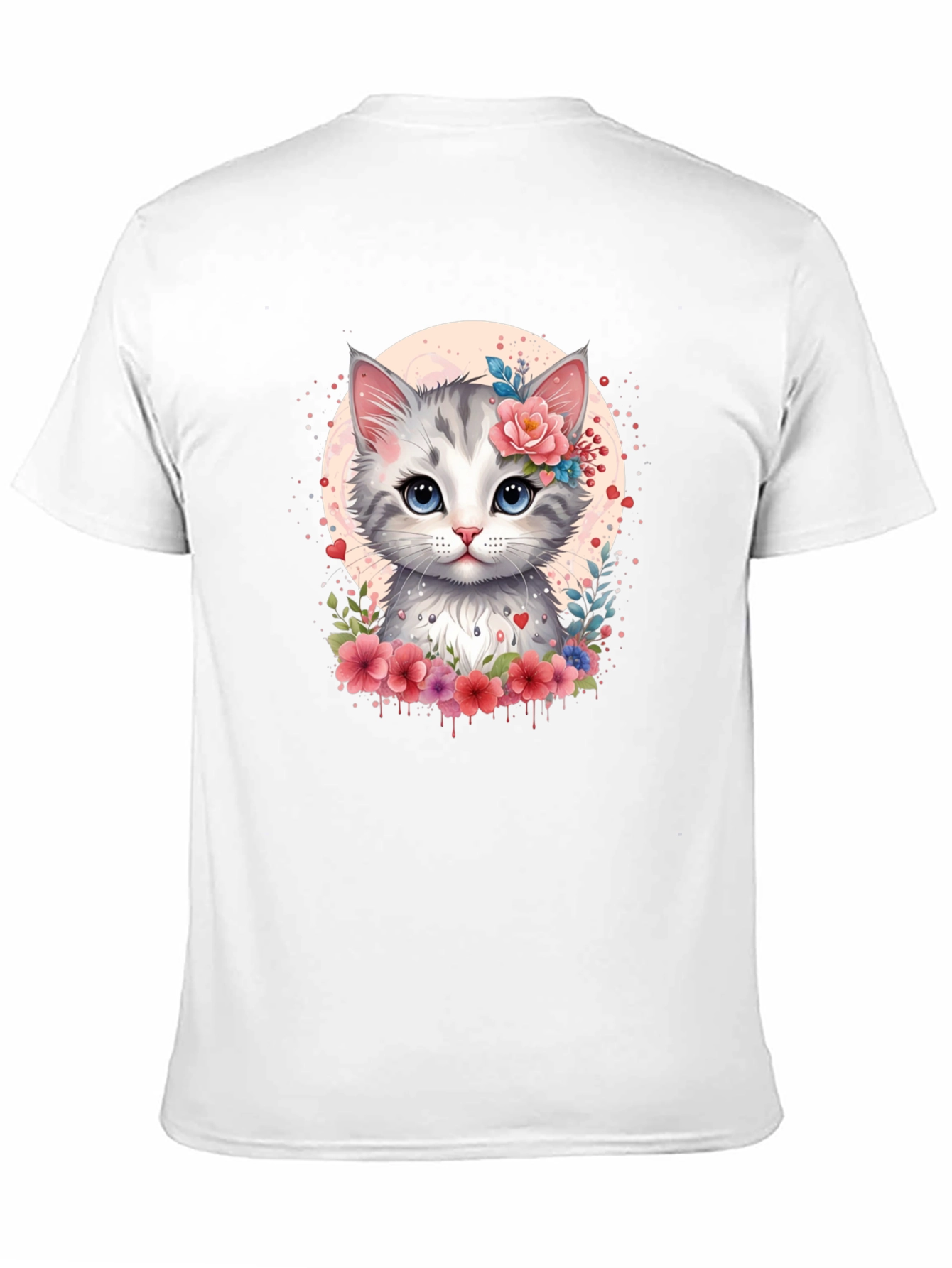 Cat Floral T-Shirt - Cute Kitten Graphic Tee