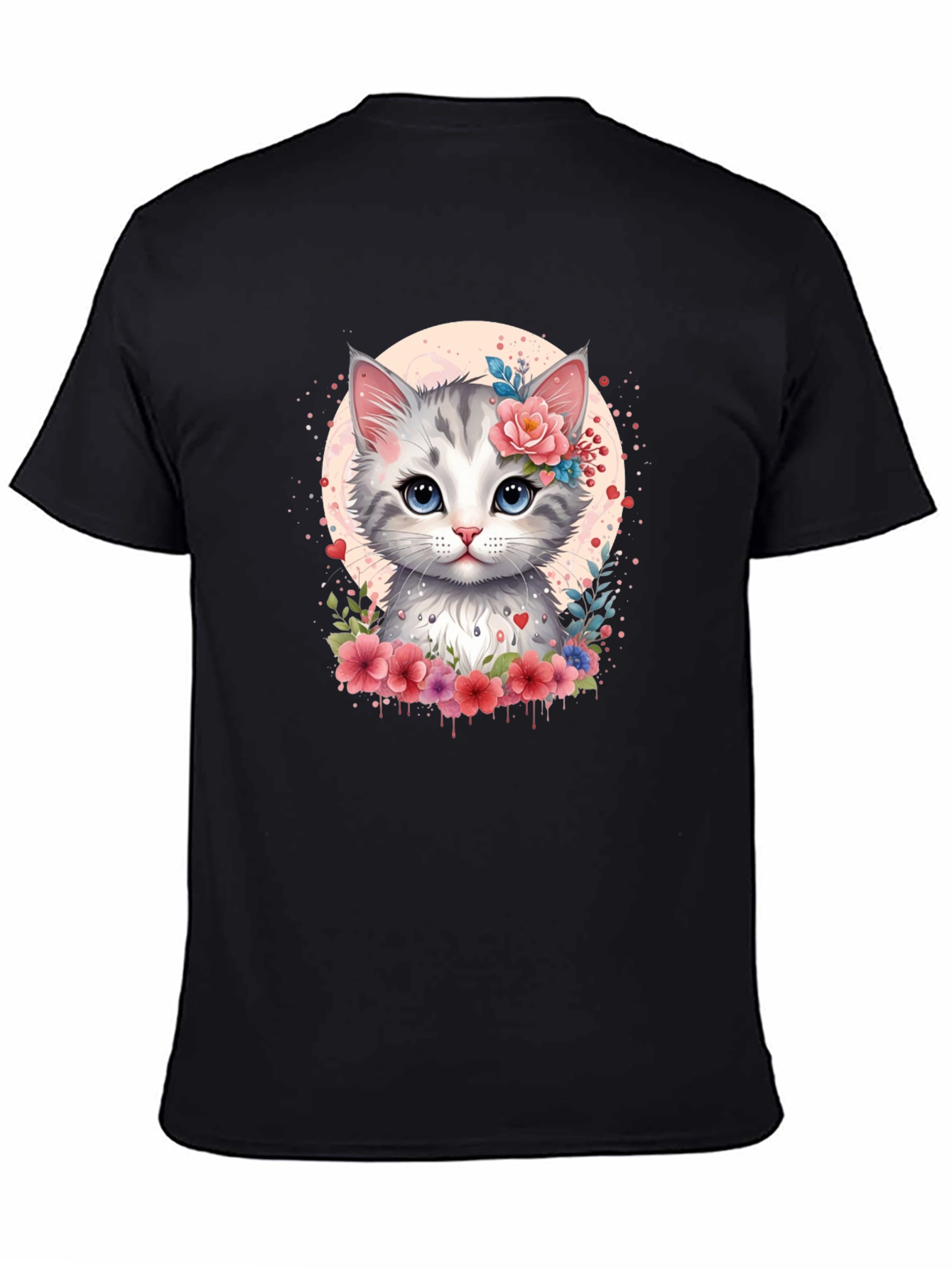 Cat Floral T-Shirt - Cute Kitten Graphic Tee