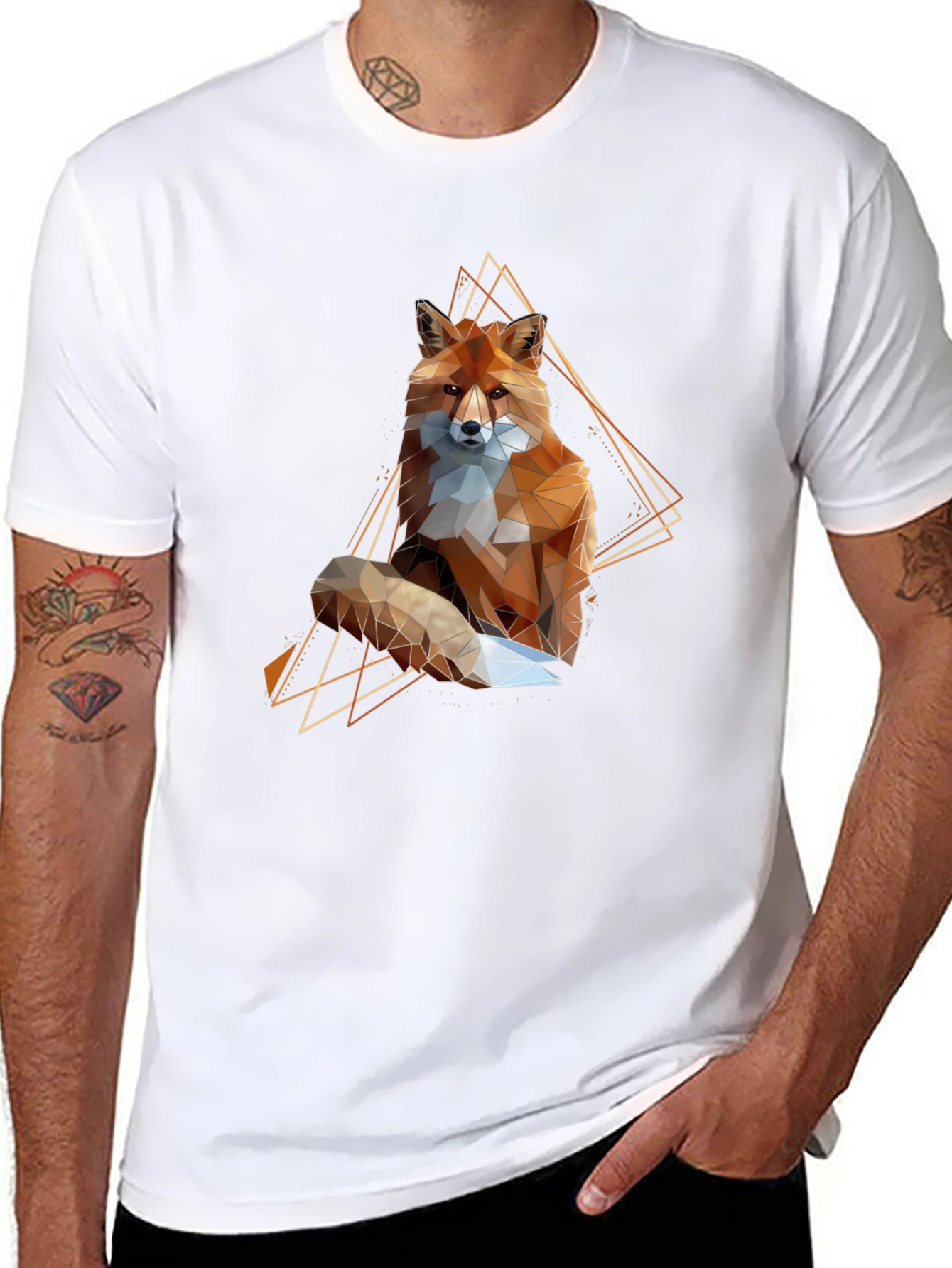 Geometric Fox Graphic Tee - Modern Animal Print