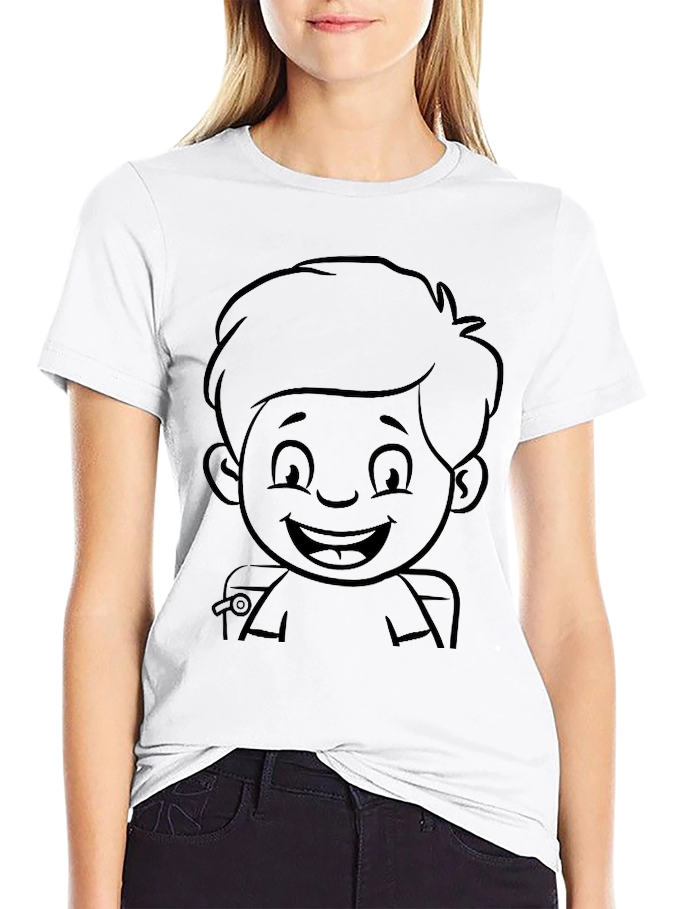 Cartoon Boy Black T-Shirt