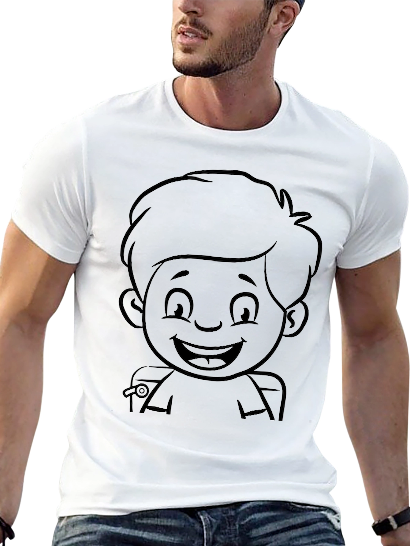 Cartoon Boy Black T-Shirt