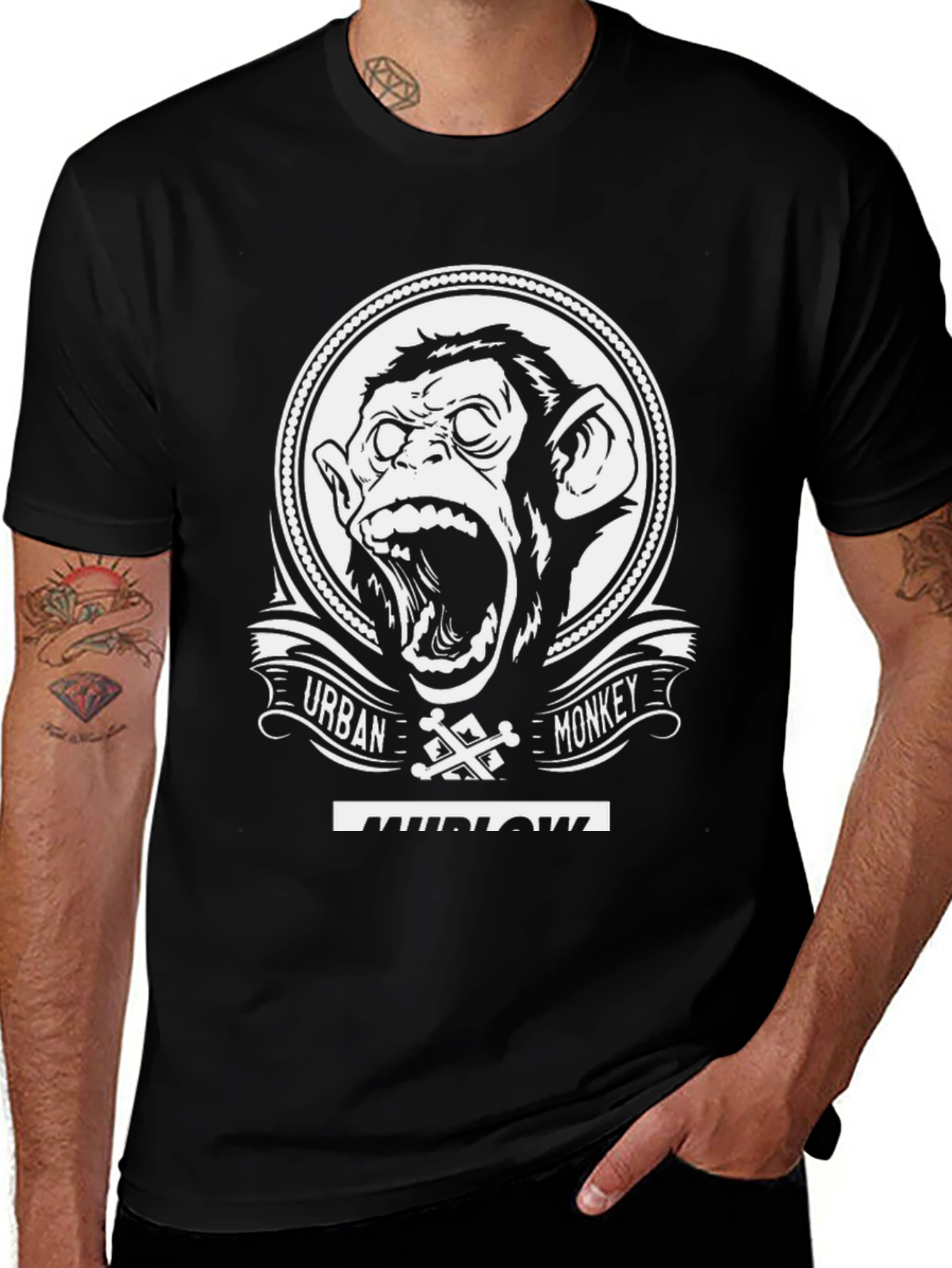 Urban Monkey Graphic Tee - Black Cotton T-Shirt