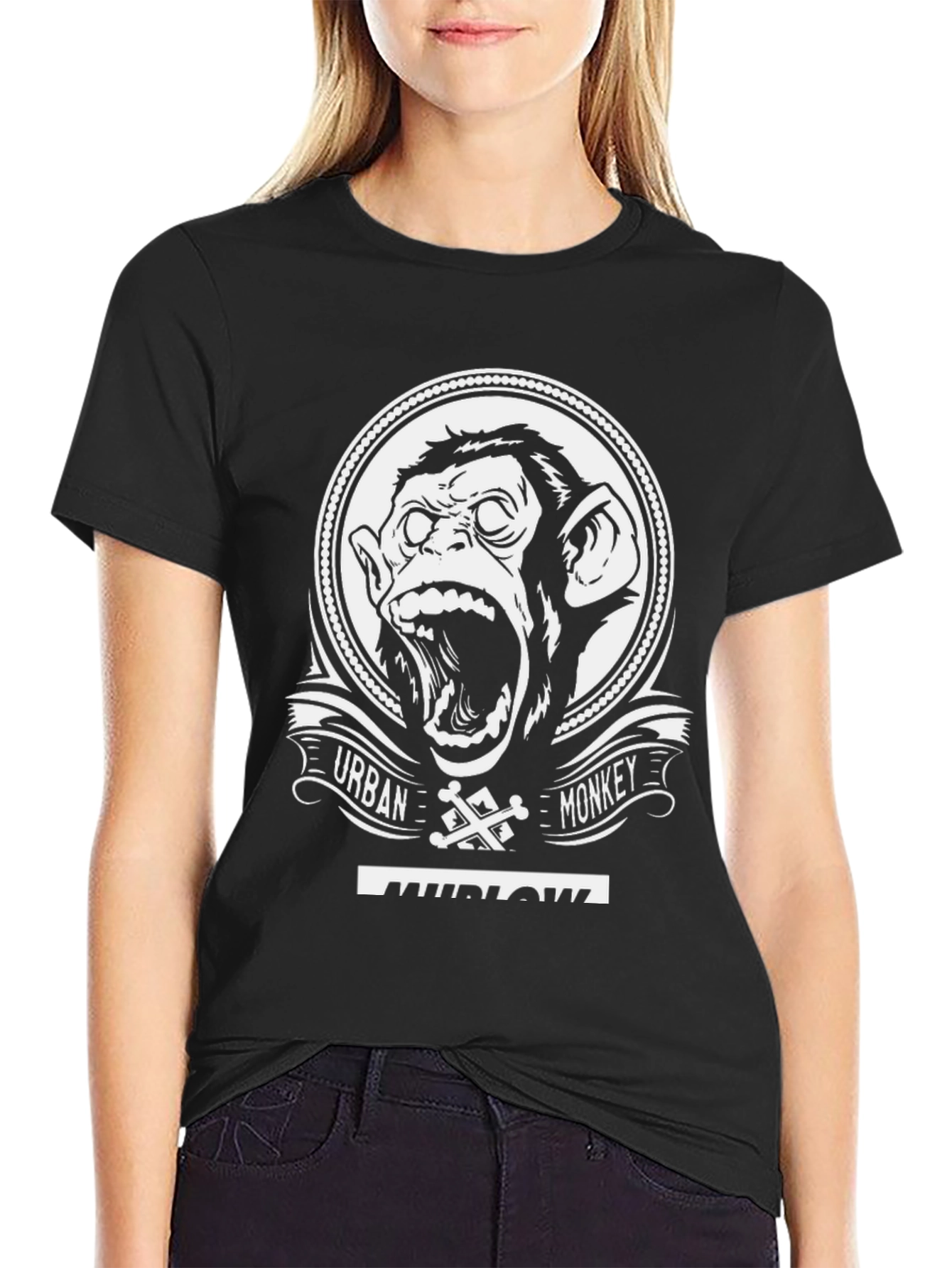 Urban Monkey Graphic Tee - Black Cotton T-Shirt
