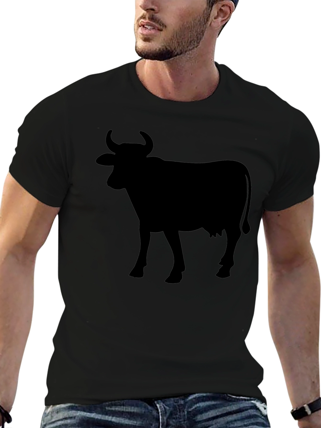 Black Cow Silhouette Graphic T-Shirt