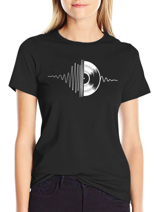 Vinyl Record Soundwave Graphic Tee - Black