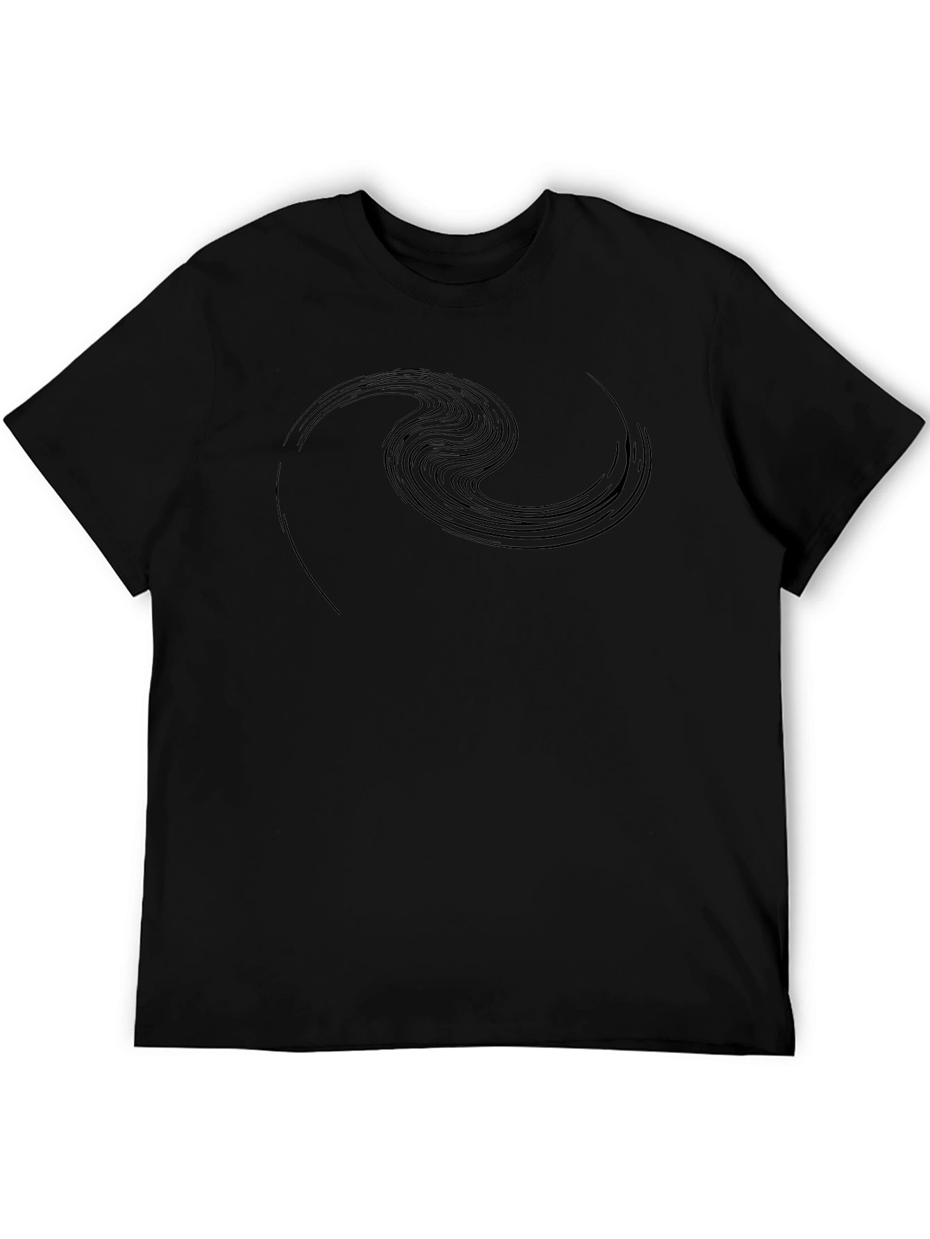 Abstract Wave Graphic Black T-Shirt