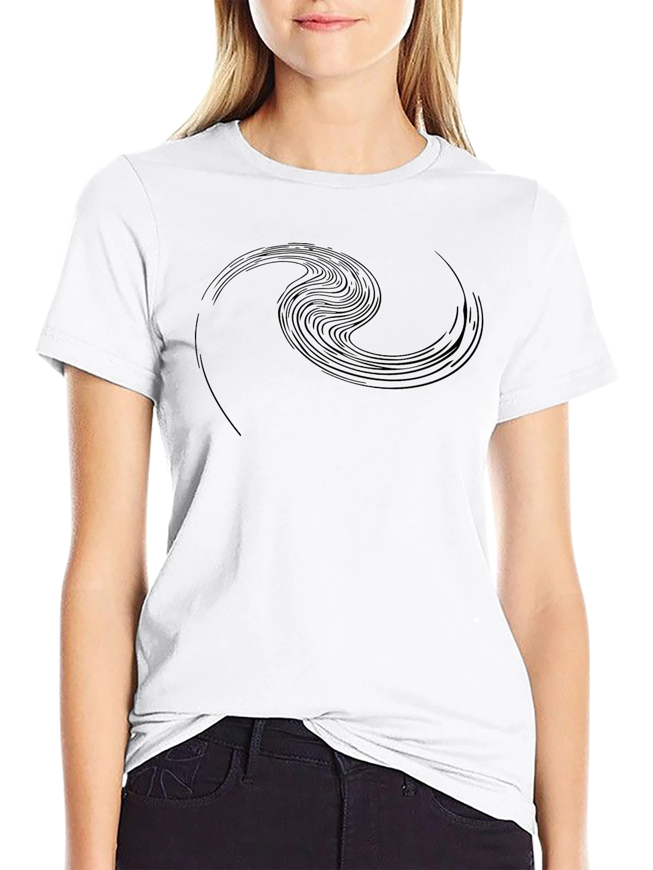 Abstract Wave Graphic Black T-Shirt